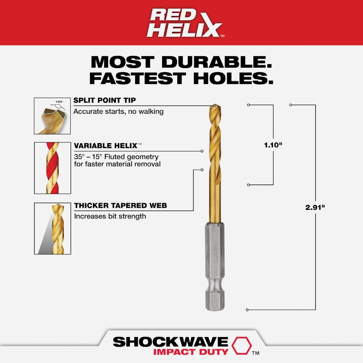 Milwaukee SHOCKWAVE Impact Duty 11/64 In. Titanium Hex Shank Drill Bit Image 2