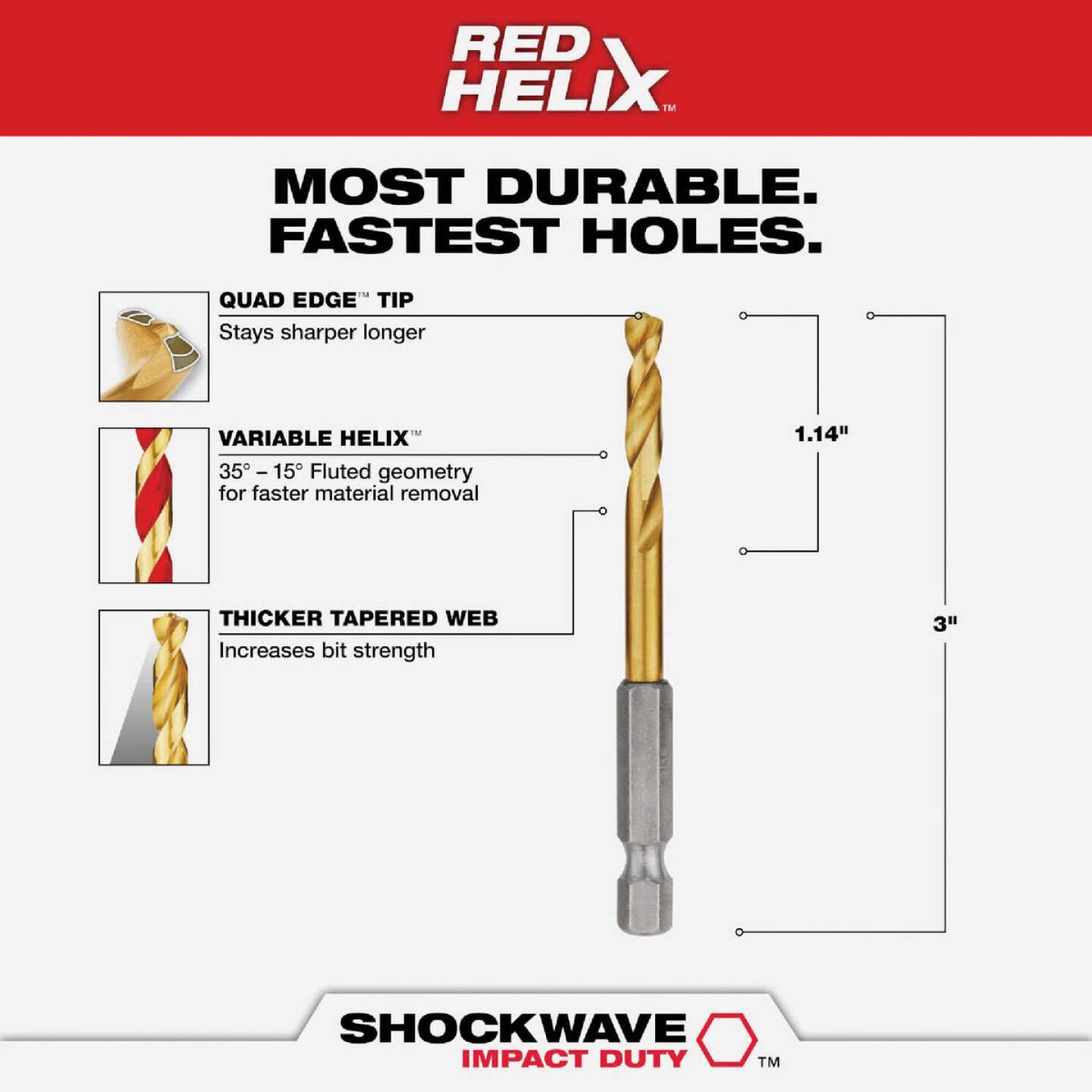 Milwaukee SHOCKWAVE Impact Duty 3/16 In. Titanium Hex Shank Drill Bit Image 2