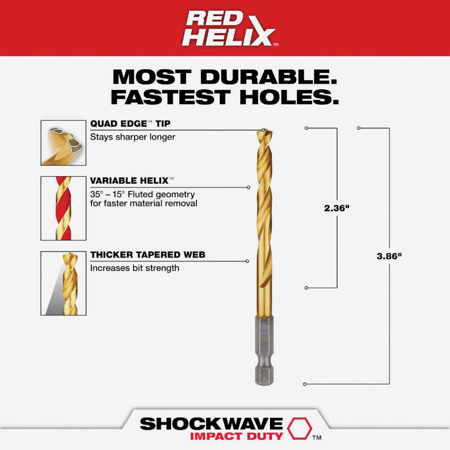 Milwaukee SHOCKWAVE Impact Duty 15/64 In. Titanium Hex Shank Drill Bit Image 2