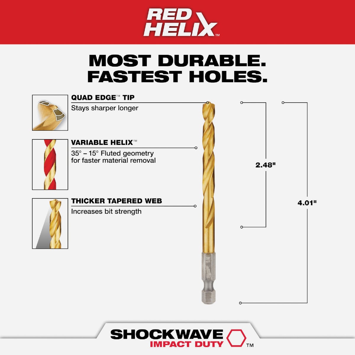 Milwaukee SHOCKWAVE Impact Duty 1/4 In. Titanium Hex Shank Drill Bit Image 2