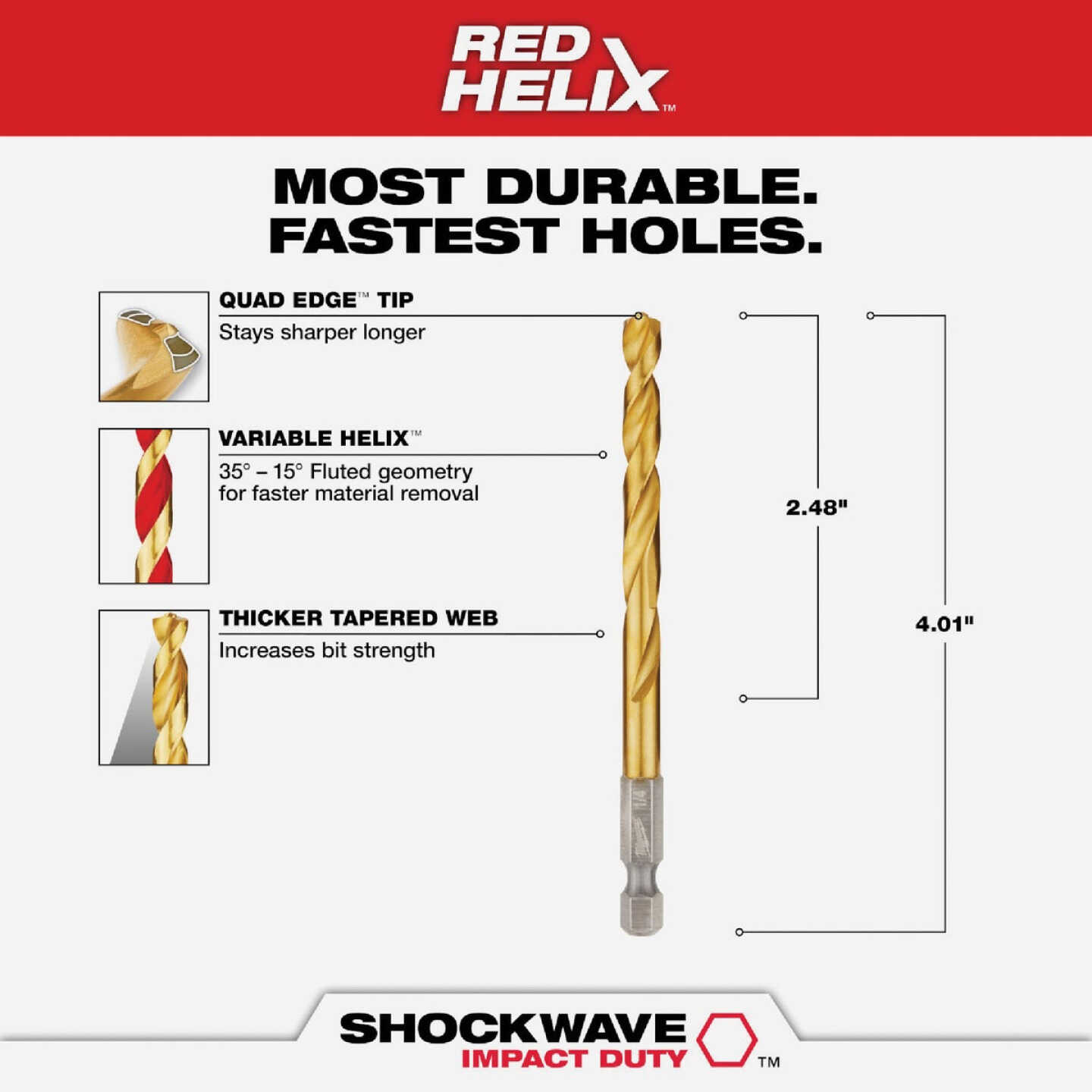 Milwaukee SHOCKWAVE Impact Duty 1/4 In. Titanium Hex Shank Drill Bit Image 2