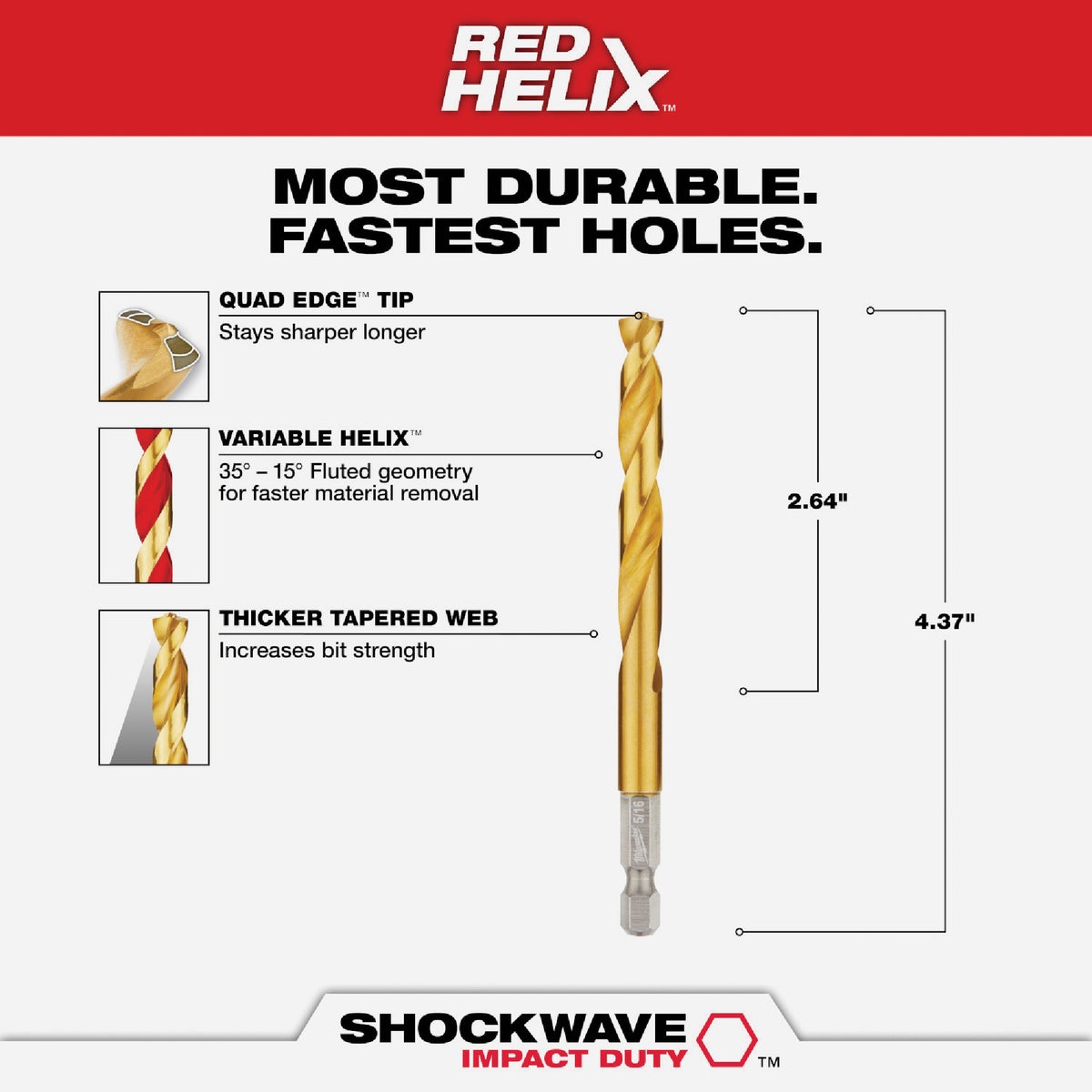 Milwaukee SHOCKWAVE Impact Duty 5/16 In. Titanium Hex Shank Drill Bit Image 2
