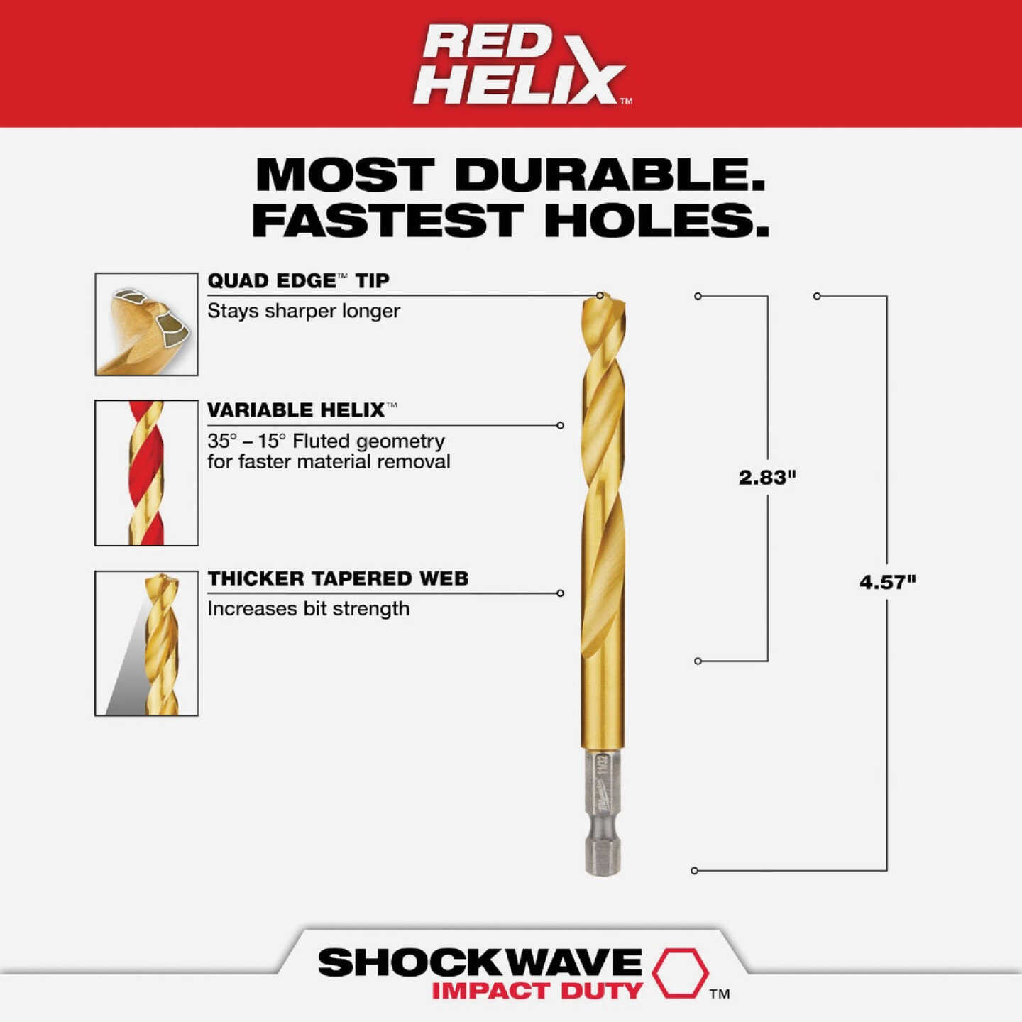 Milwaukee SHOCKWAVE Impact Duty 11/32 In. Titanium Hex Shank Drill Bit Image 2