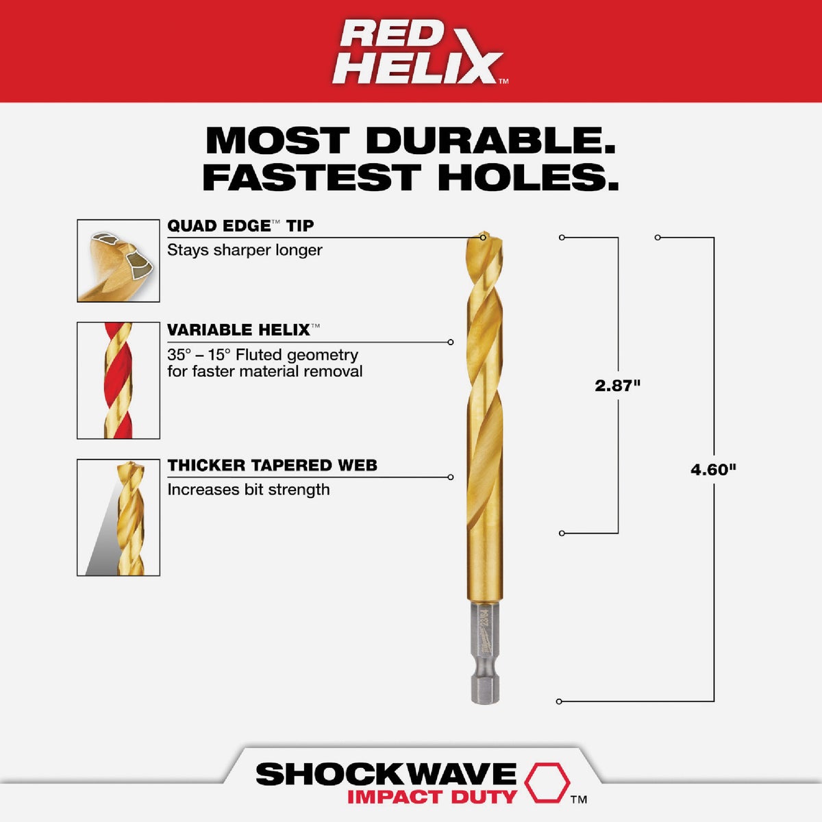 Milwaukee SHOCKWAVE Impact Duty 23/64 In. Titanium Hex Shank Drill Bit Image 2