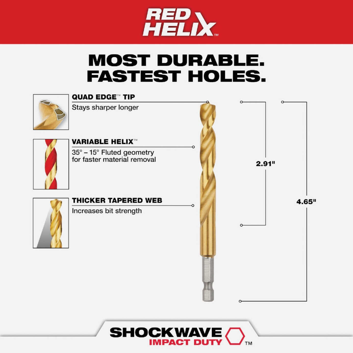 Milwaukee SHOCKWAVE Impact Duty 3/8 In. Titanium Hex Shank Drill Bit Image 2