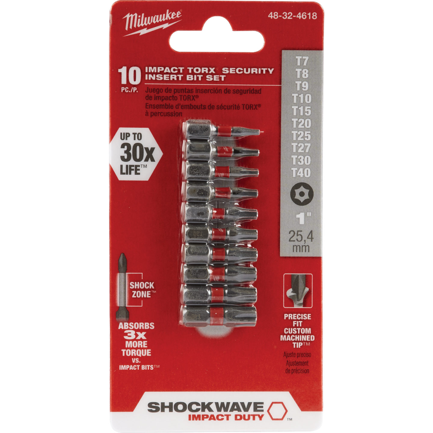 Milwaukee SHOCKWAVE Torx Security Insert Impact Screwdriver Bit Set (10-Piece) Image 1