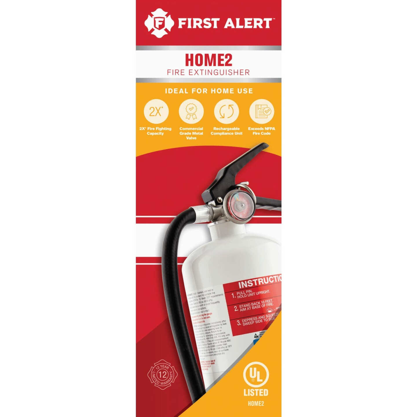 First Alert 2-A:10-B:C Rechargeable Heavy-Duty Home Fire Extinguisher Image 1