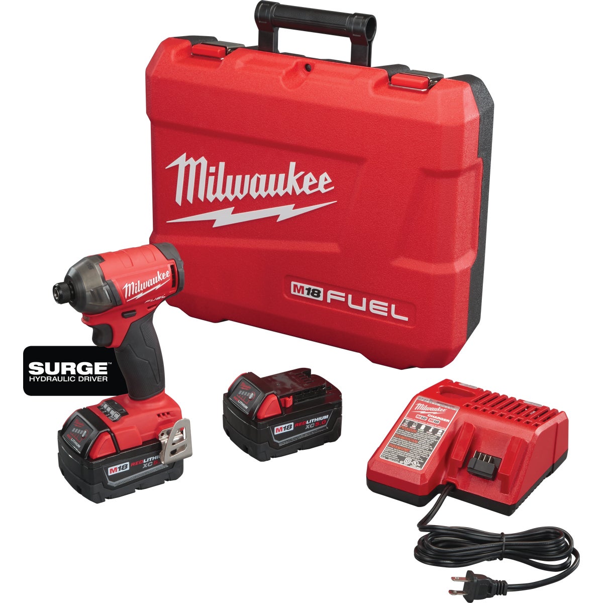 Milwaukee M18 FUEL SURGE Brushless 1/4 In. Hex Hydraulic Cordless Impact Driver Kit with (2) 5.0 Ah Batteries & Charger