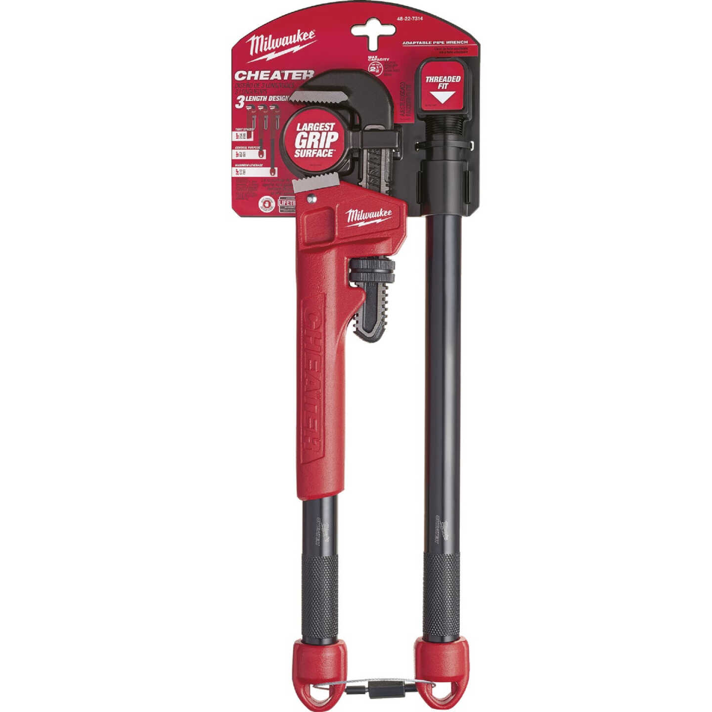 Milwaukee Cheater 10 In. to 24 In. Steel Adaptable Pipe Wrench Image 1