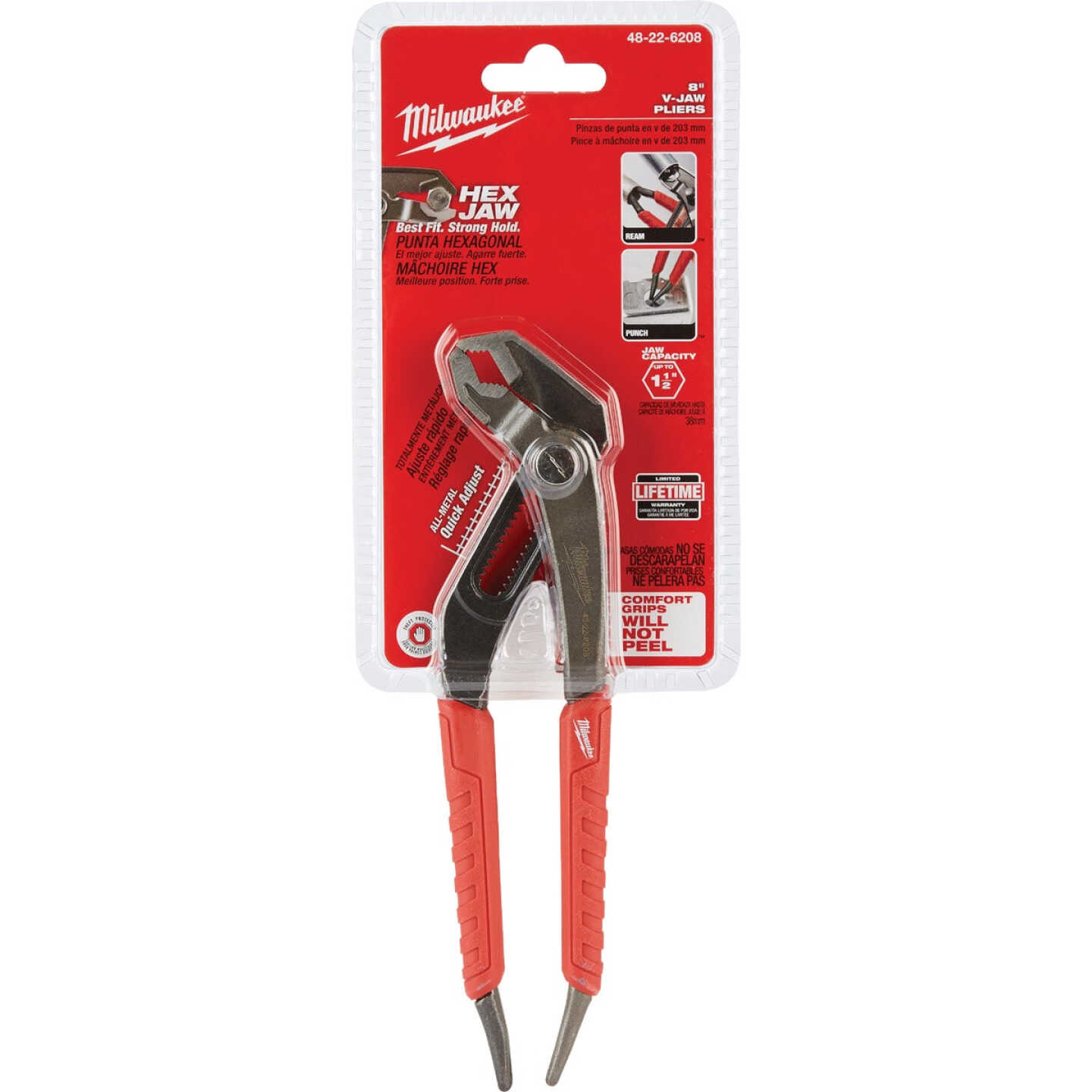 Milwaukee 8 In. Comfort Grip V-Jaw Groove Joint Pliers Image 1