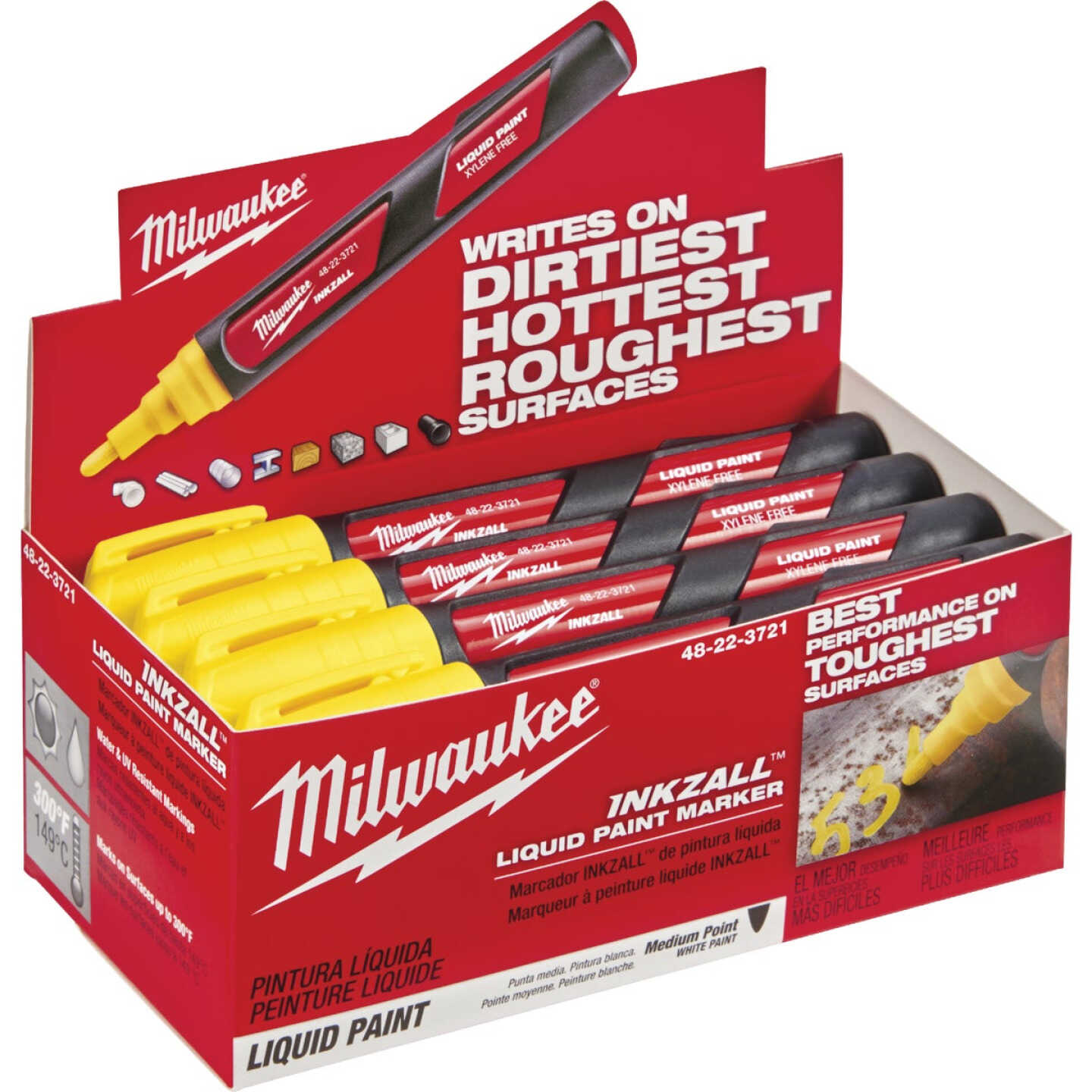 Milwaukee INKZALL Nib Point Yellow Liquid Paint Job Site Marker Image 2
