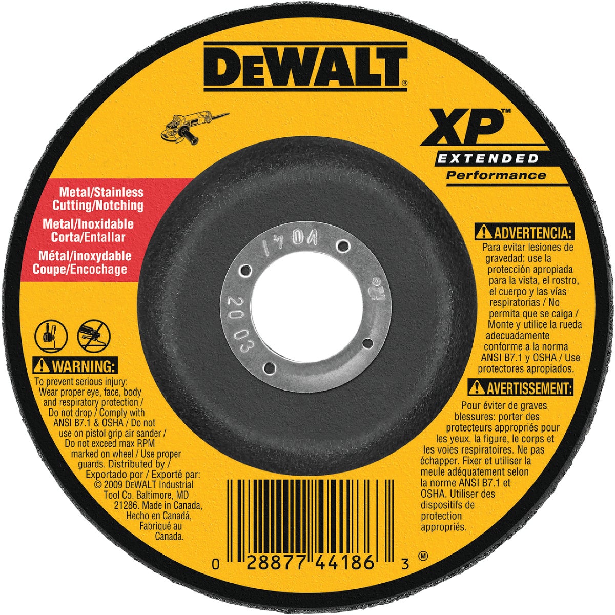 DEWALT HP Type 27 7 In. x 0.045 In. x 7/8 In. Metal/Stainless Notching Cut-Off Wheel Image 1