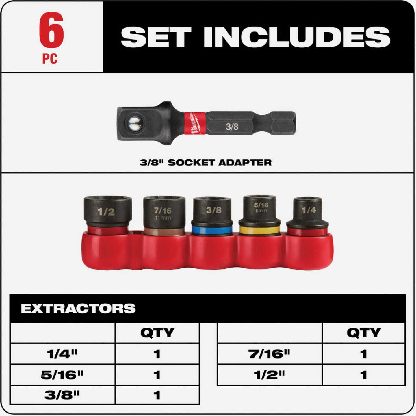Milwaukee SHOCKWAVE 6-Piece Impact Duty Bolt Extractor Set Image 2