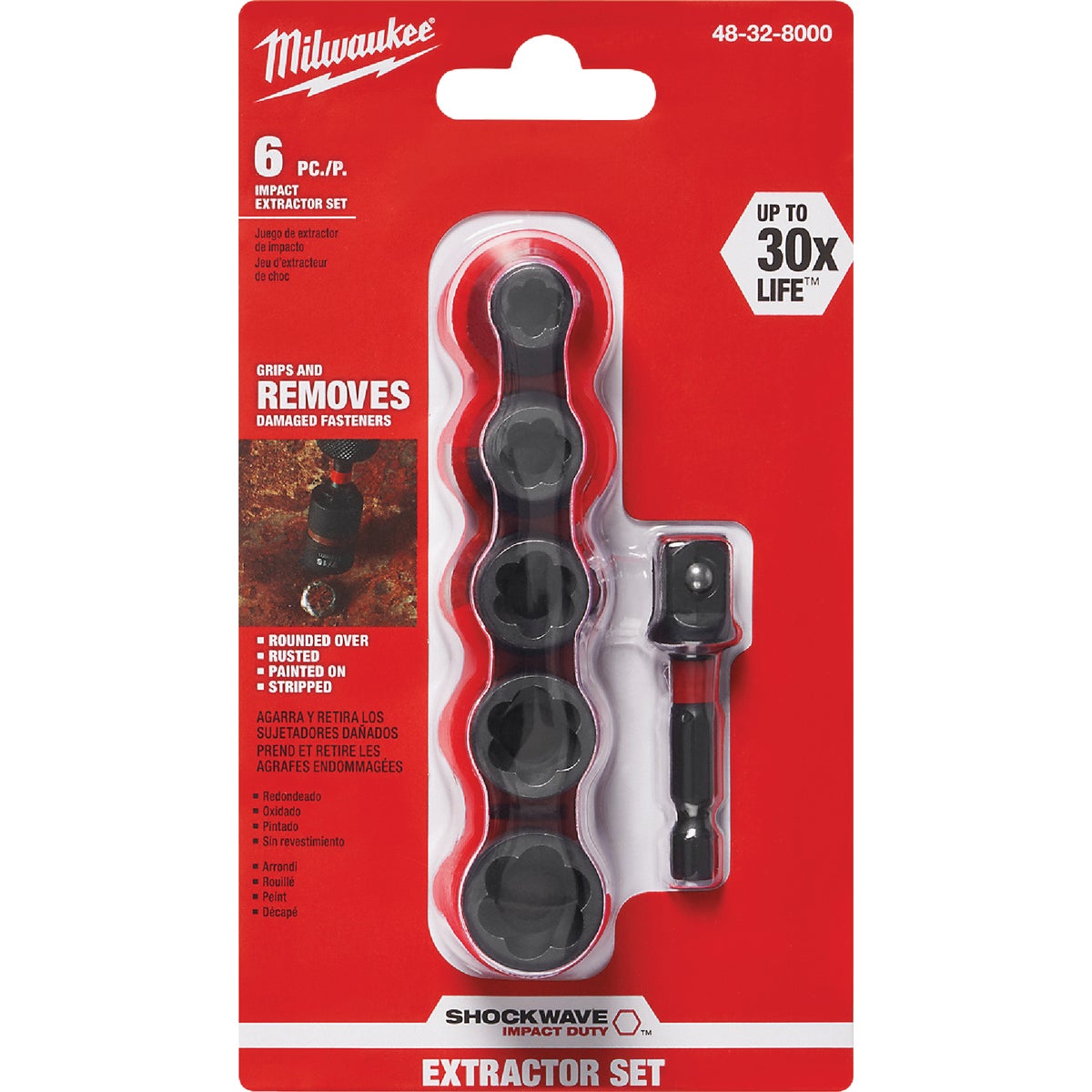 Milwaukee SHOCKWAVE 6-Piece Impact Duty Bolt Extractor Set Image 3