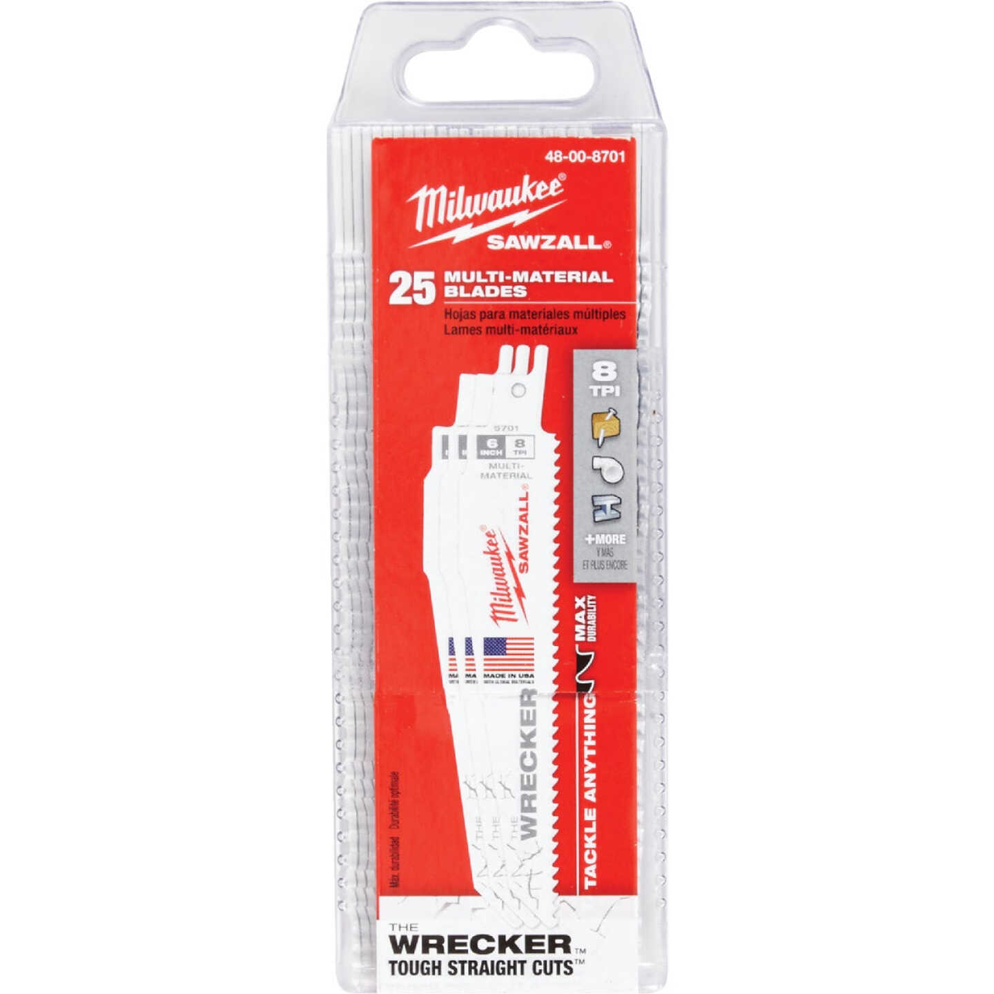 Milwaukee SAWZALL The WRECKER 6 In. 7/11 TPI Multi-Material Demolition Reciprocating Saw Blade (25-Pack) Image 2