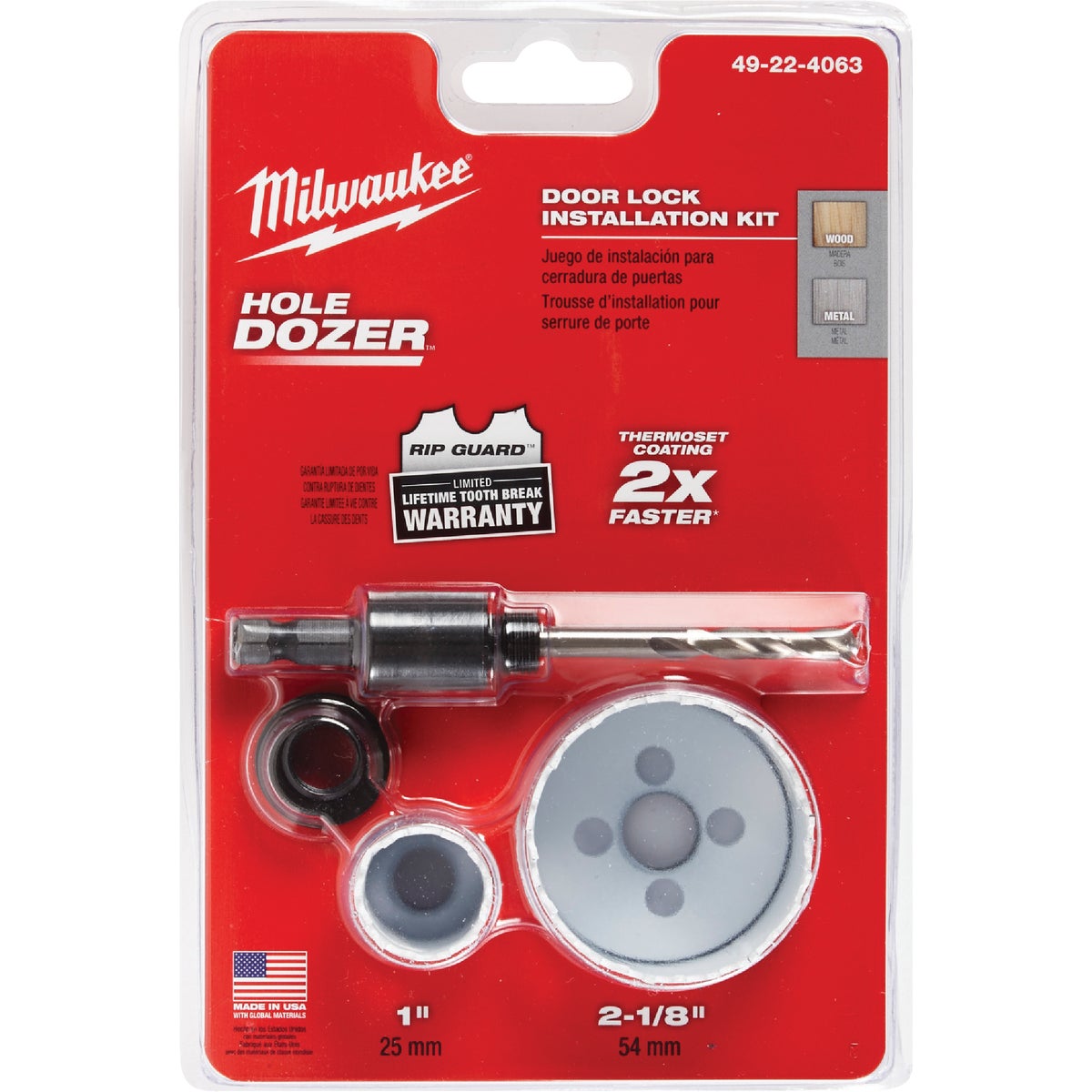 Milwaukee HOLE DOZER Bi-Metal Door Lock Installation Hole Saw Set (4-Piece) Image 2