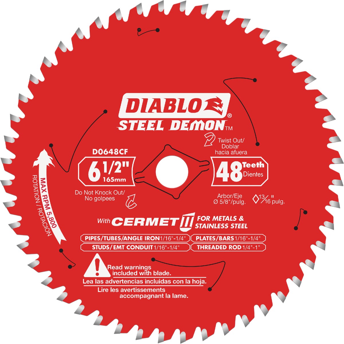 Diablo Steel Demon 6-1/2 In. 48-Tooth Cermet II Metal Circular Saw Blade, Bulk Image 1