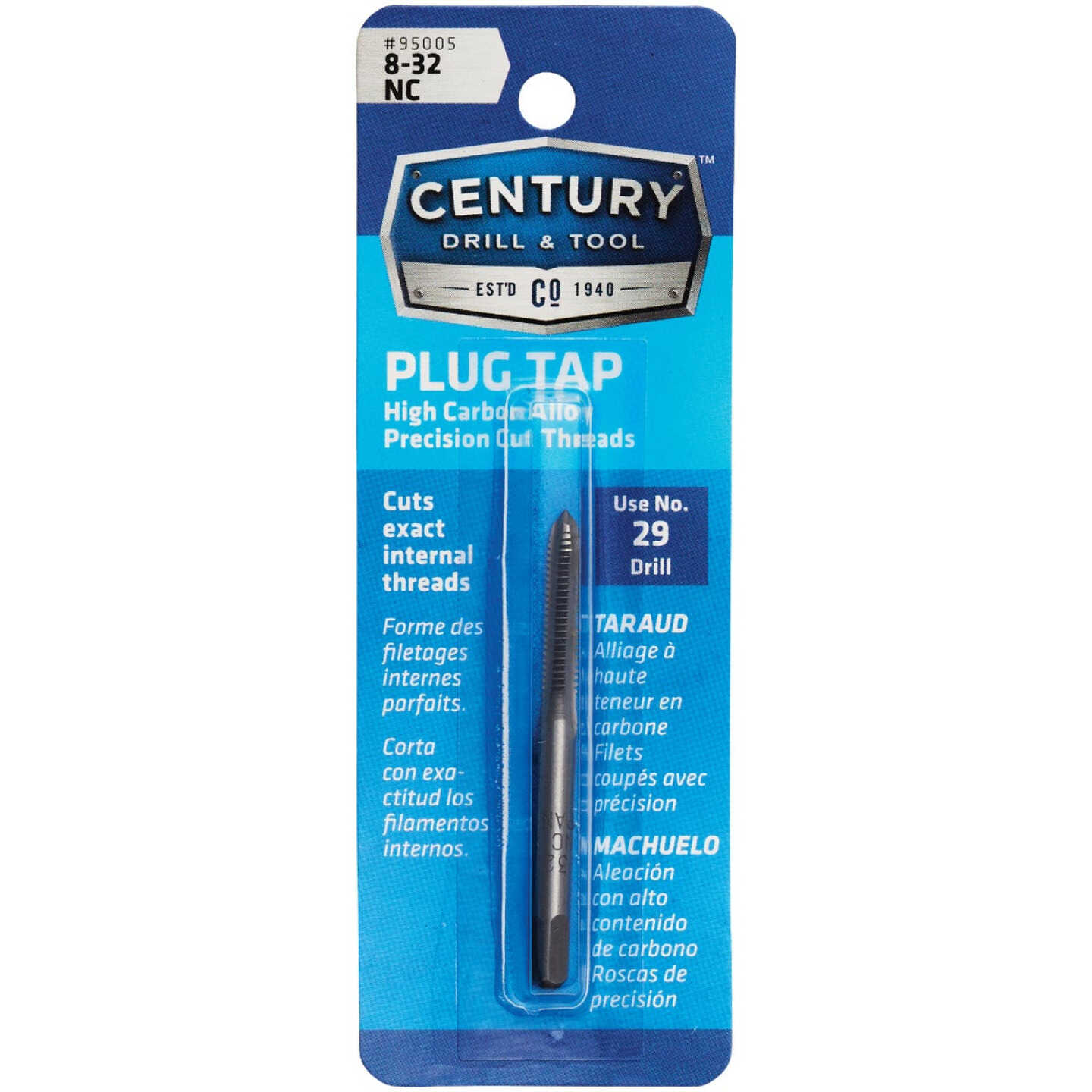 Century Drill & Tool 8-32 Carbon Steel National Coarse Tap-Plug Image 1