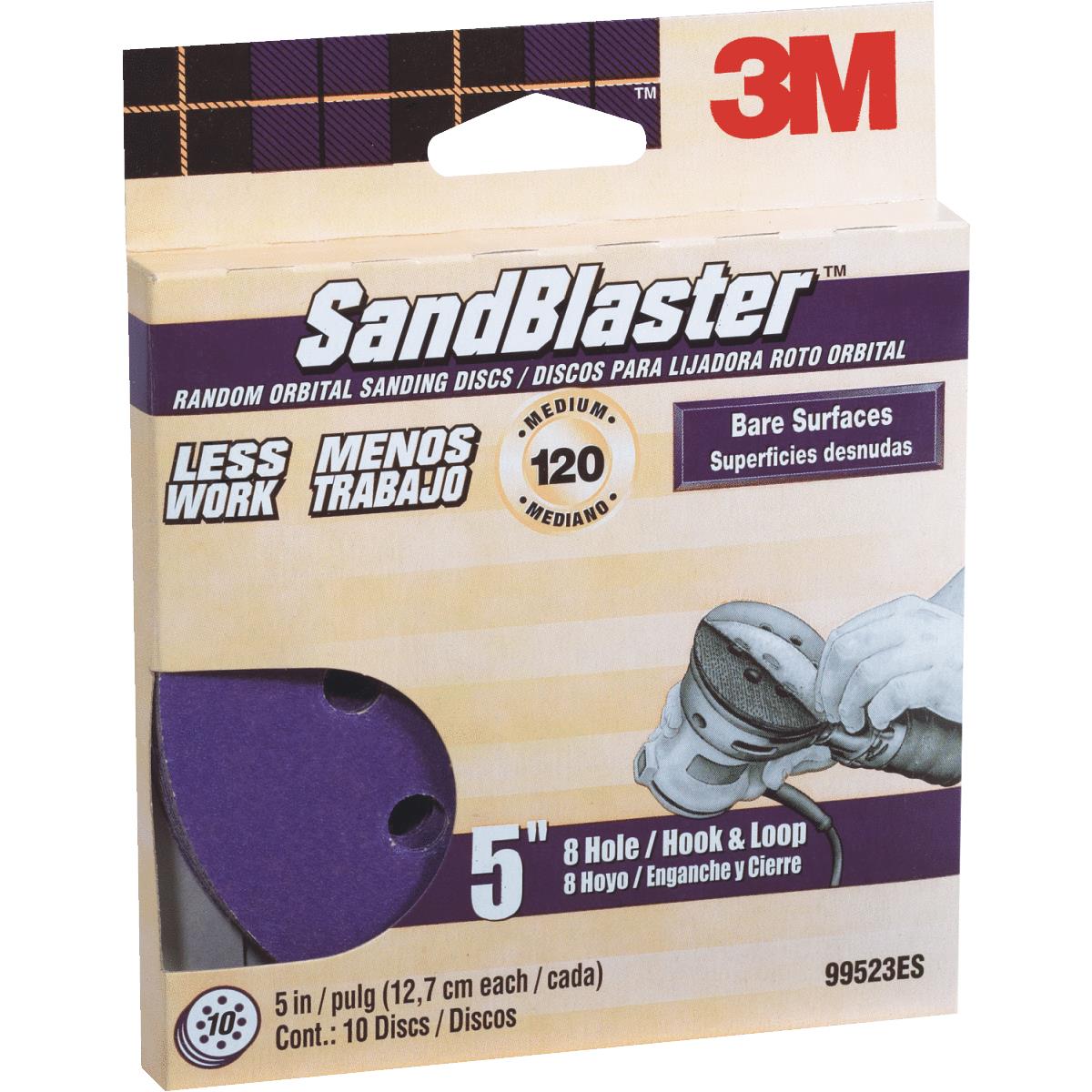 3M Sandblaster 5 In. 120-Grit 8-Hole Pattern Vented Sanding Disc with Hook & Loop Backing (10-Pack) Image 1