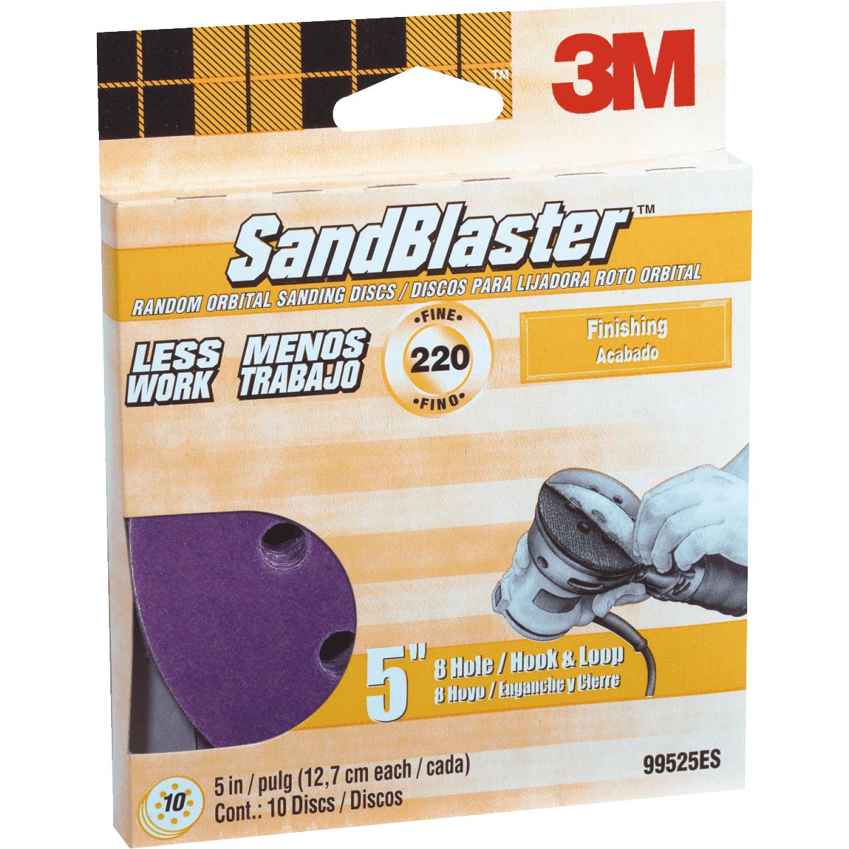 3M Sandblaster 5 In. 220-Grit 8-Hole Pattern Vented Sanding Disc with Hook & Loop Backing (10-Pack) Image 1