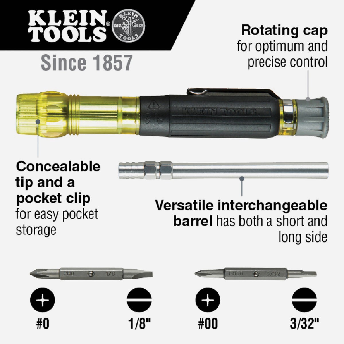 Klein 4-in-1 Multi-Bit Pocket Electronics Precision Screwdriver Image 4