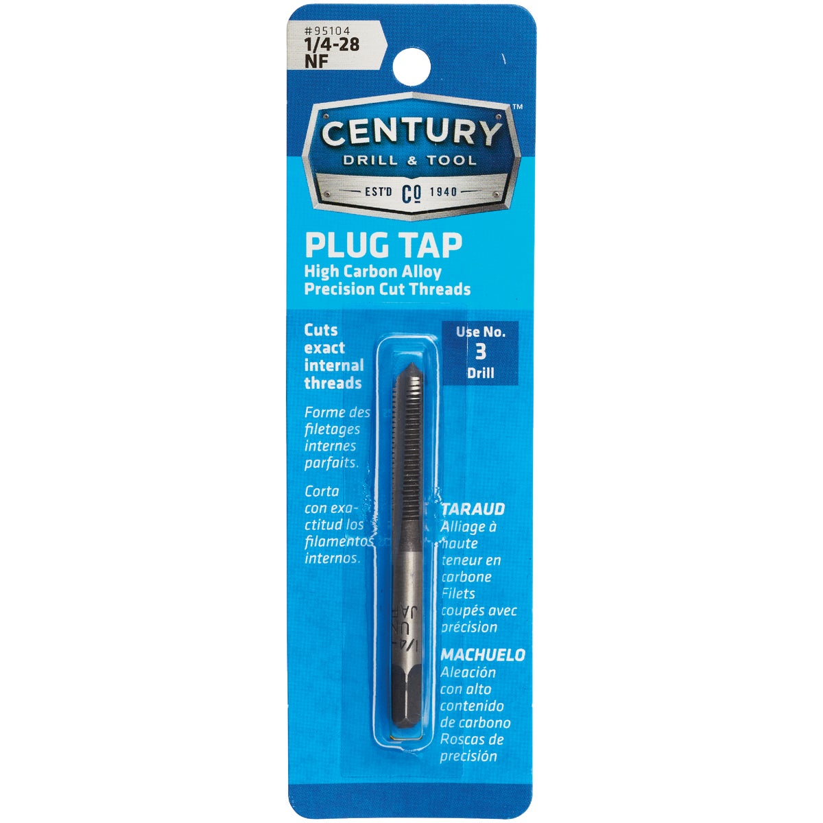Century Drill & Tool 1/4-28 Carbon Steel National Fine Tap-Plug Image 1