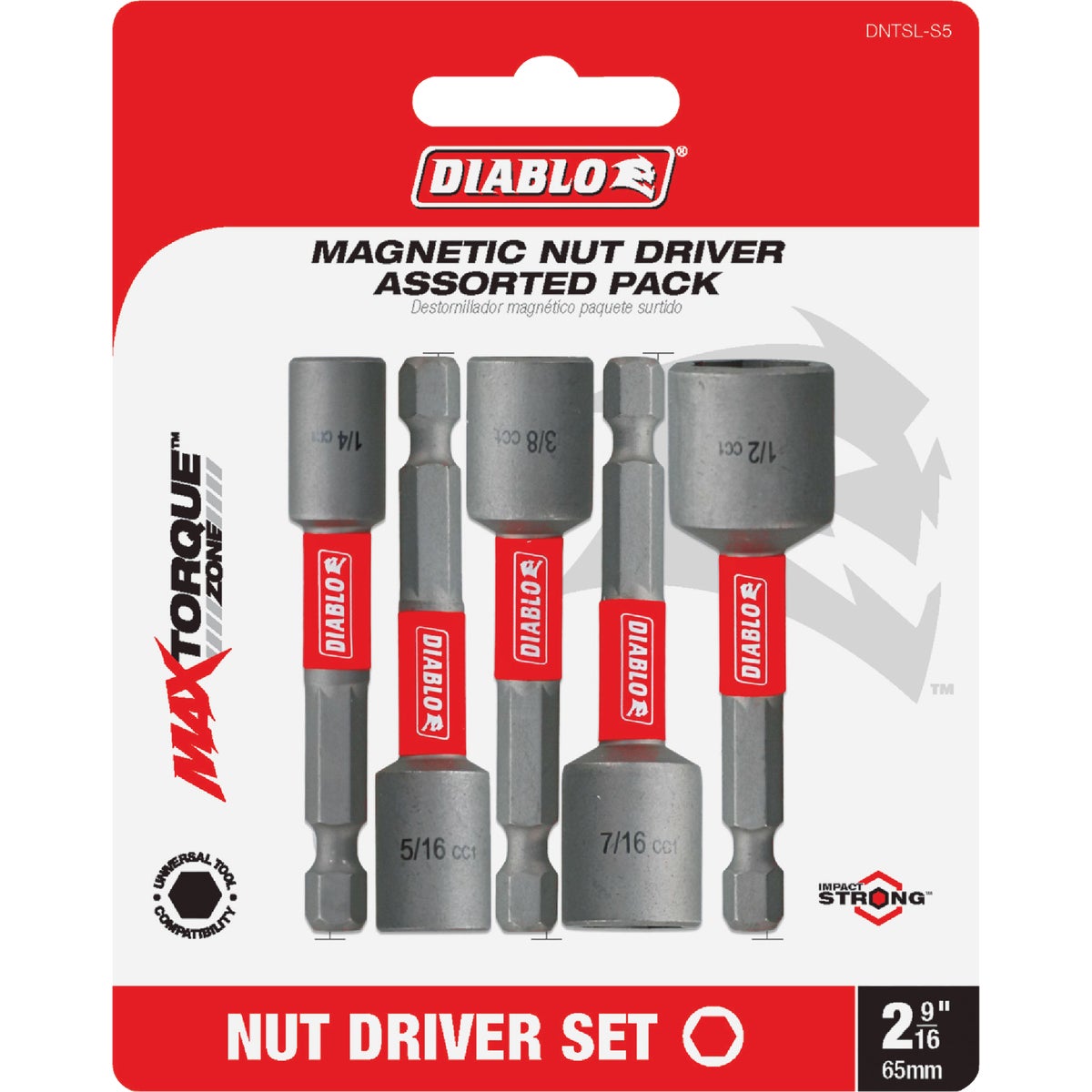 Diablo 2-9/16 In. Magnetic Nutdriver Bit Set (5-Piece) Image 1