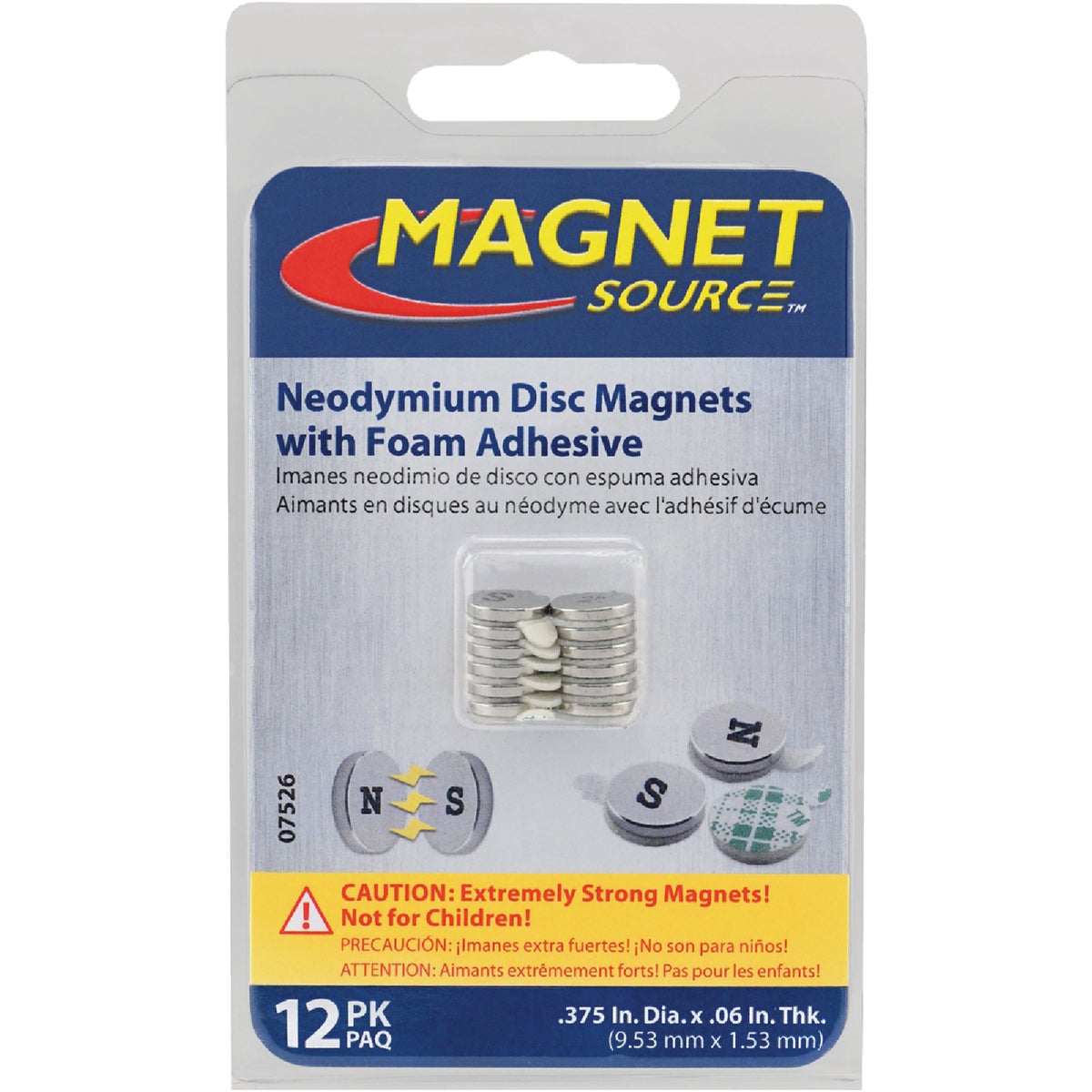 MagnetSource 1.68 Lb. Capacity Neodymium Disc Magnet with Adhesive (12-Pack) Image 4