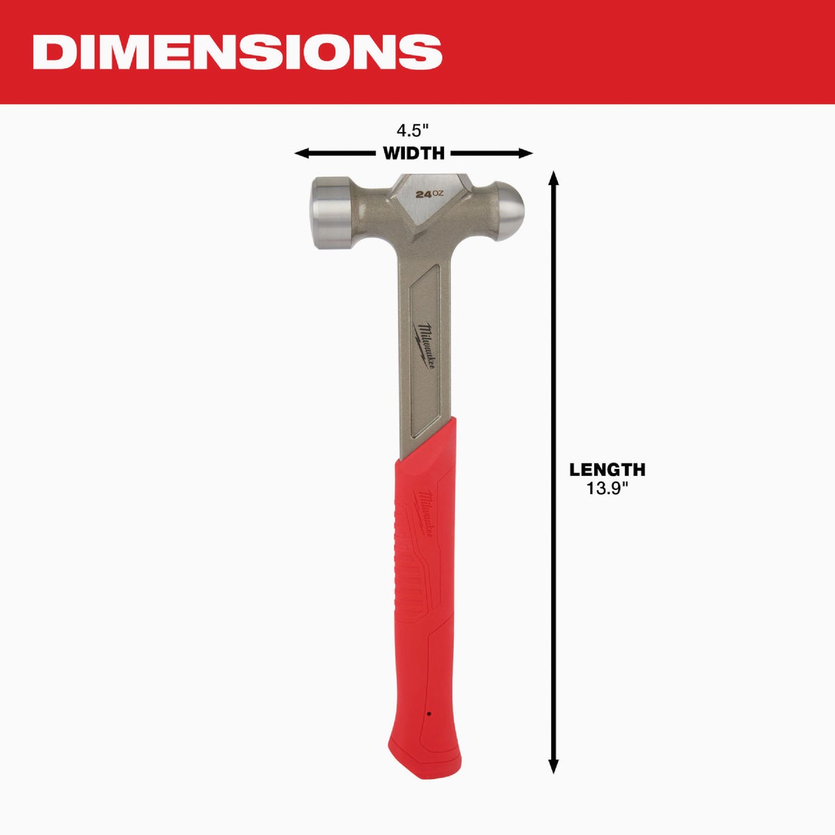 Milwaukee 24 Oz. Steel Ball Peen Hammer Image 3