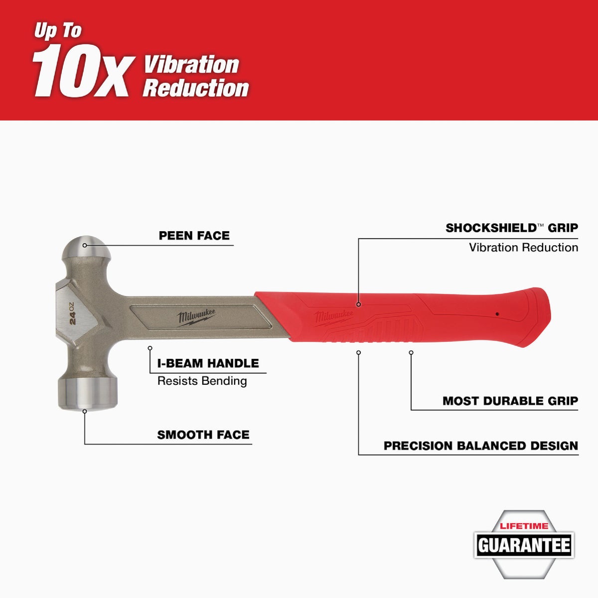 Milwaukee 24 Oz. Steel Ball Peen Hammer Image 2
