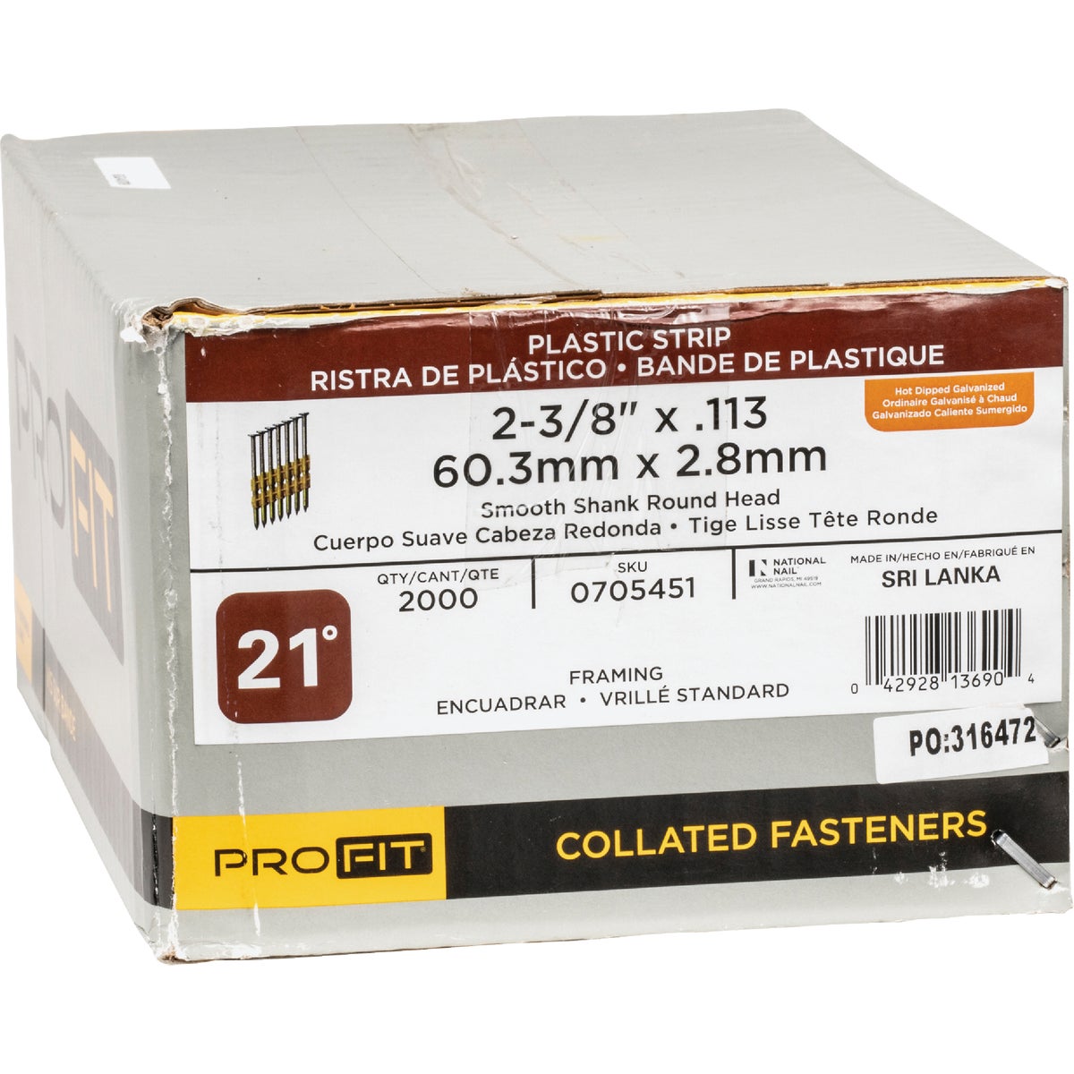Pro-Fit 2-3/8 In. x 0.113 In. 21 Degree Plastic Strip Round Head Hot Dipped Galvanized Framing Stick Nails (2000 Ct.) Image 2