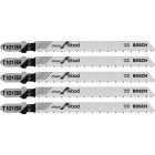 Bosch T-Shank 4 In. x 10 TPI High Carbon Steel Reverse Pitch Jig Saw Blade, Clean for Wood (5-Pack) Image 1