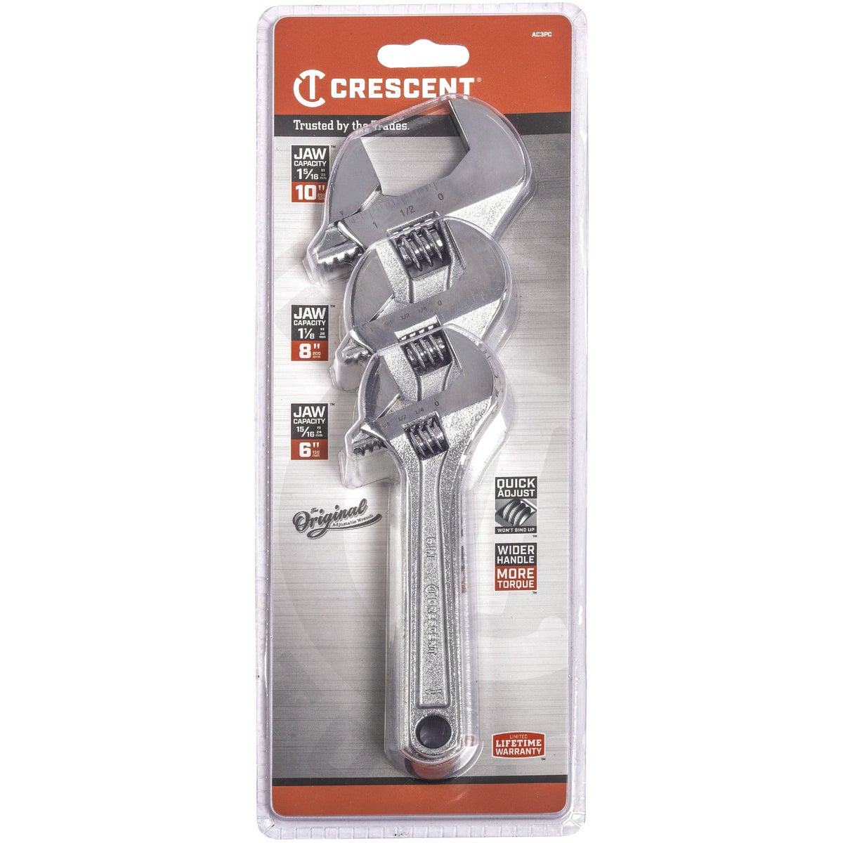 Crescent 6 In., 8 In., 10 In. Adjustable Wrench Set (3-Piece) Image 2