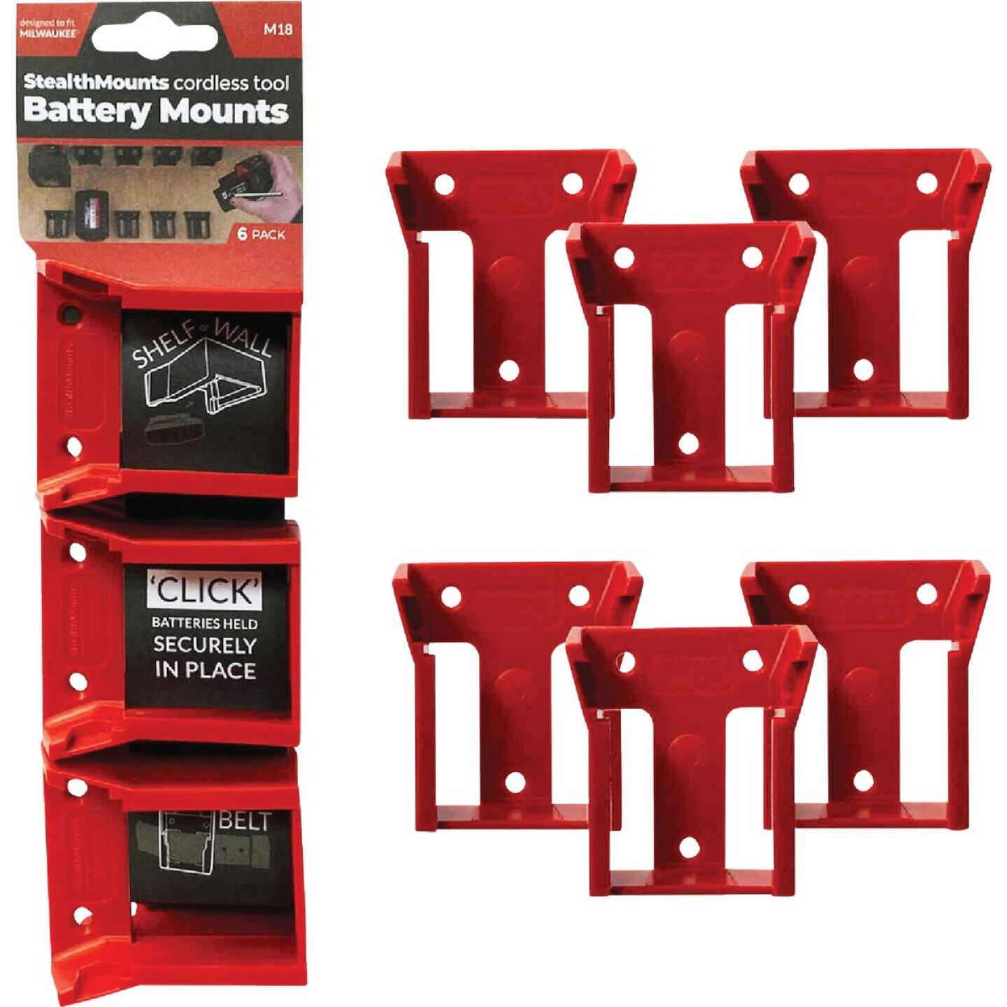 StealthMounts Battery Mounts for Milwaukee M18 (6-Pack) Image 3