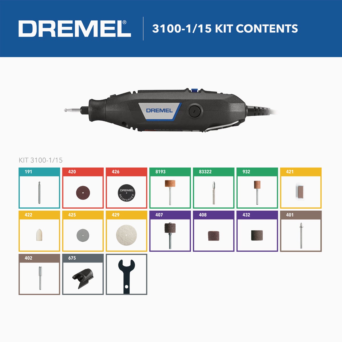 Dremel 3100 1.2-Amp Variable Speed Electric Rotary Tool Kit with (15) Accessories Image 2