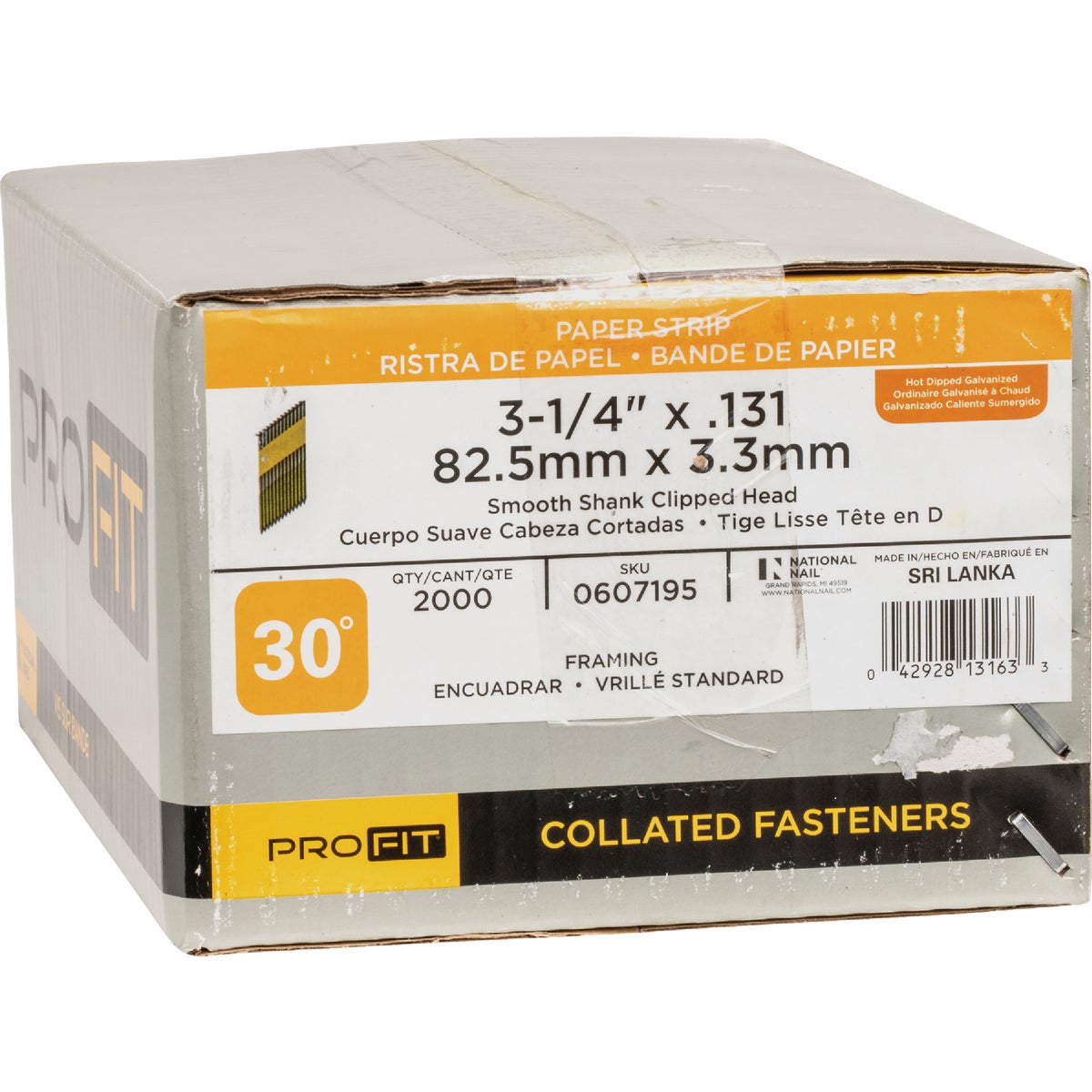 Pro-Fit 3-1/4 In. x 0.131 In. 30 Degree Paper Tape Clipped Head Smooth Shank Hot Dipped Galvanized Framing Stick Nails (2000 Ct.) Image 2
