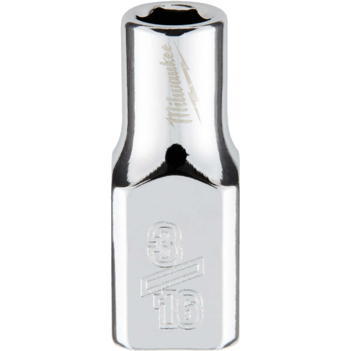 Milwaukee 1/4 In. Drive 3/16 In. 6-Point Shallow Standard Socket with FOUR FLAT Sides Image 1