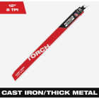 Milwaukee TORCH 12 In. 8 TPI NITRUS CARBIDE Teeth Metal Cutting Reciprocating Saw Blade Image 1