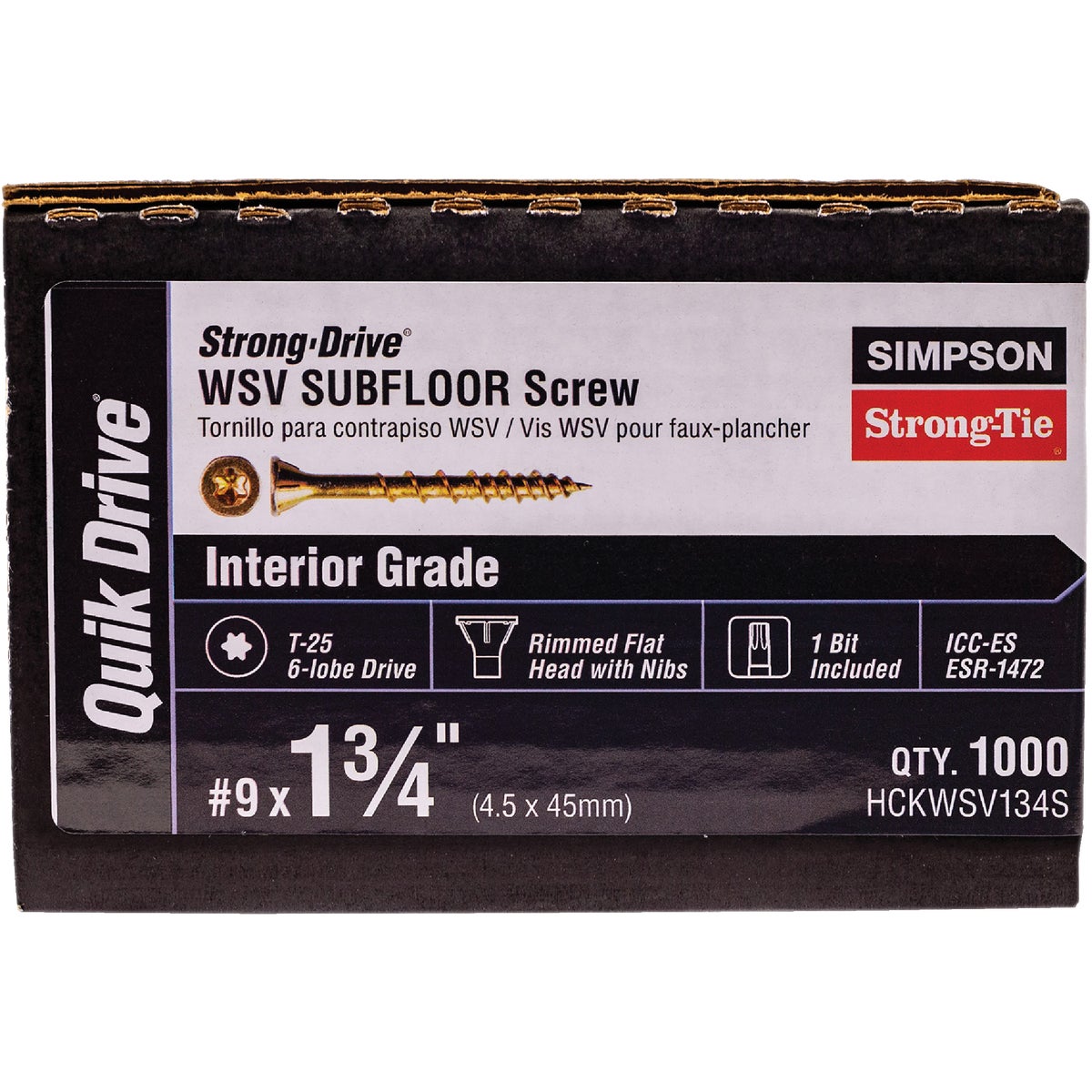Strong-Drive WSV SUBFLOOR Screw (Collated)  #9 x 1-3/4 in. T25, Yellow Zinc (1000-Qty) Image 2