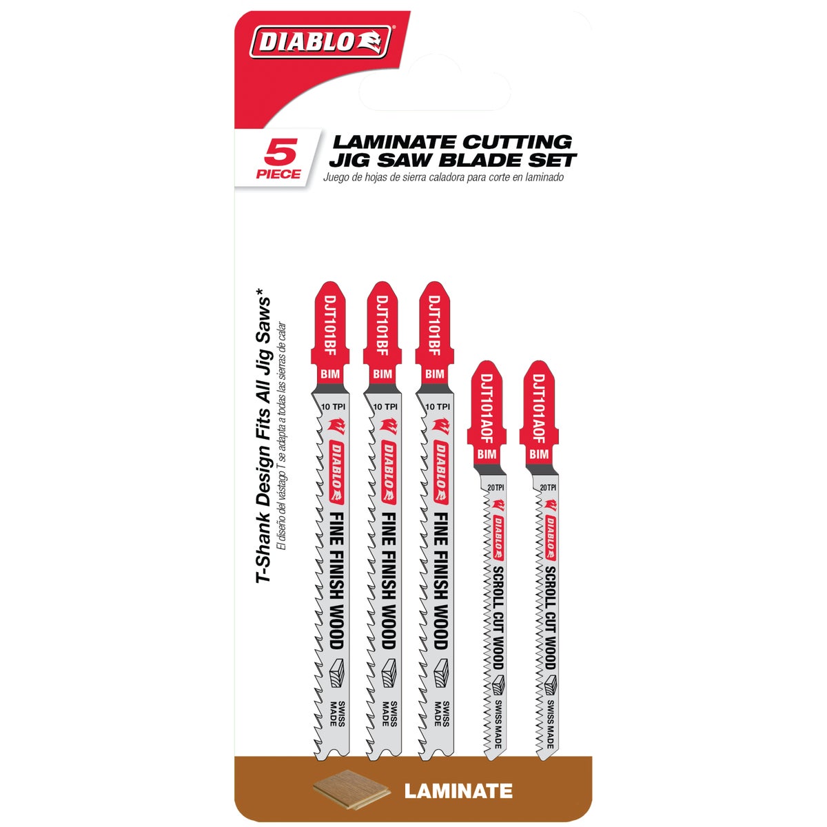 Diablo T-Shank 3-1/4 In. x 14 TPI Bi-Metal Jig Saw Blade for Laminate Cutting (5-Piece) Image 2