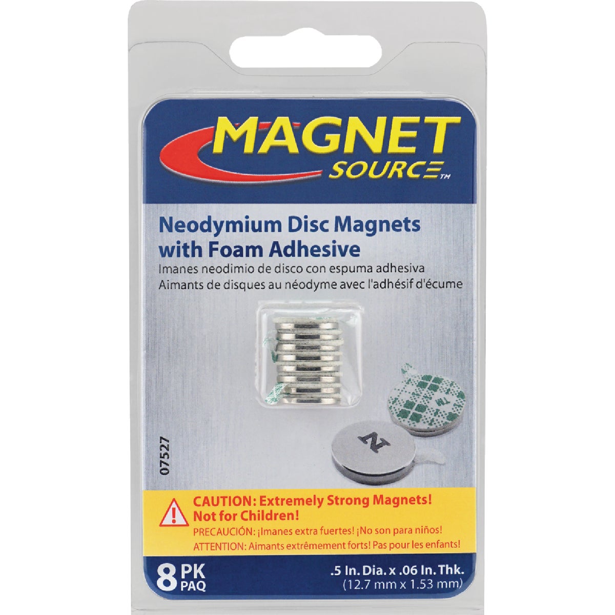 MagnetSource 2.45 Lb. Capacity Neodymium Disc Magnet with Adhesive (8-Pack) Image 4