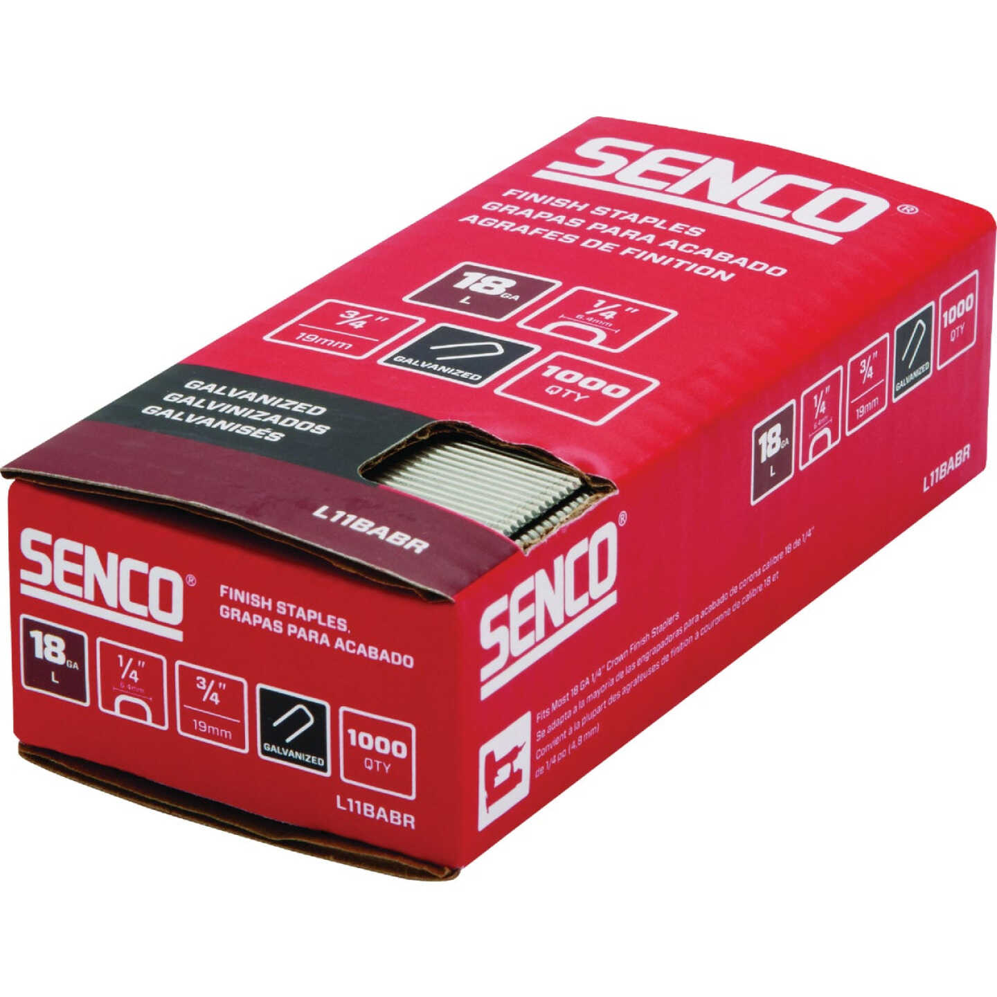 Senco AccuSet 1/4 In. x 3/4 In. 18-Gauge Galvanized Medium Wire Finish Staple (1000 Ct.) Image 2