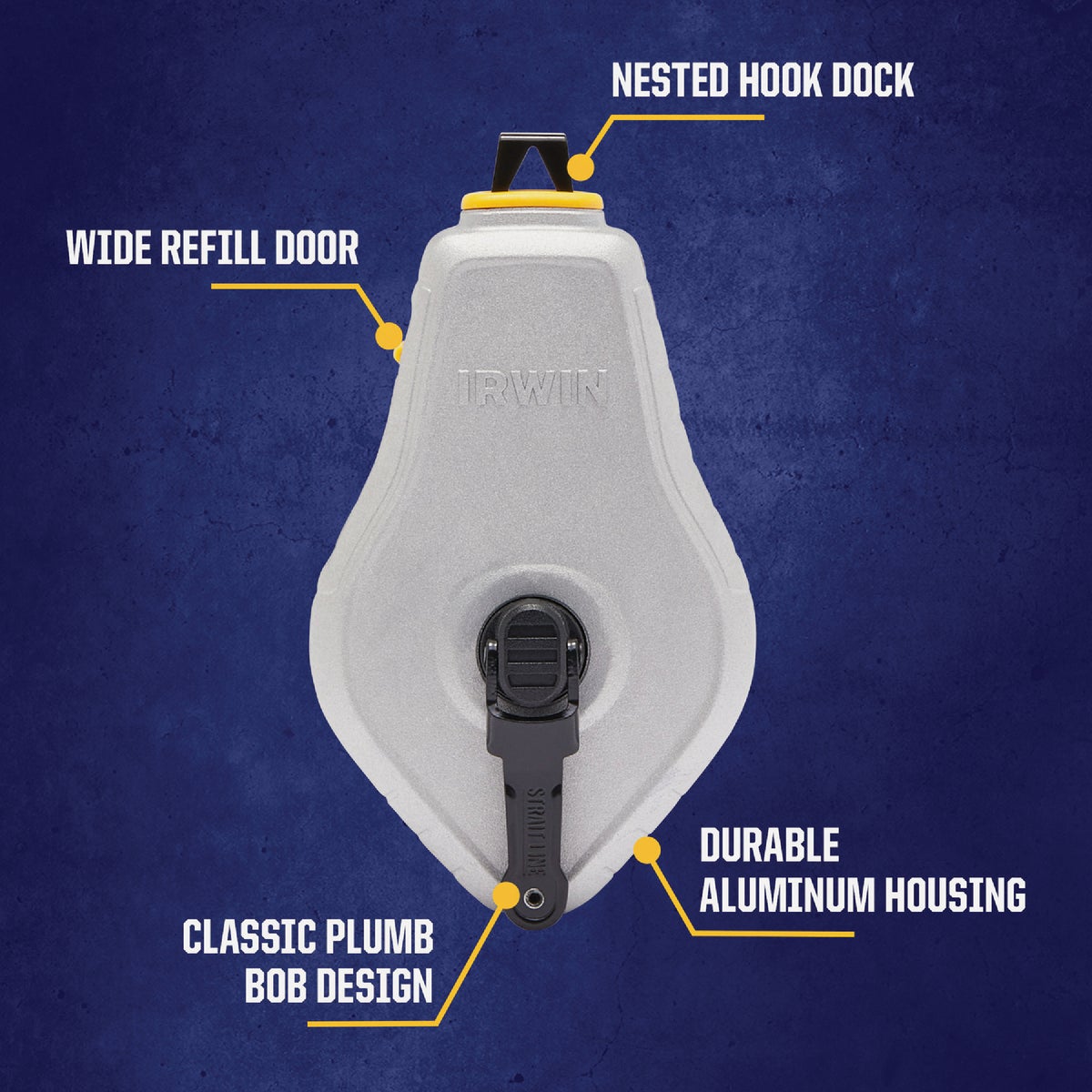 Irwin STRAIT-LINE 100 Ft. Classic Chalk Line Reel and Chalk, Blue Image 3