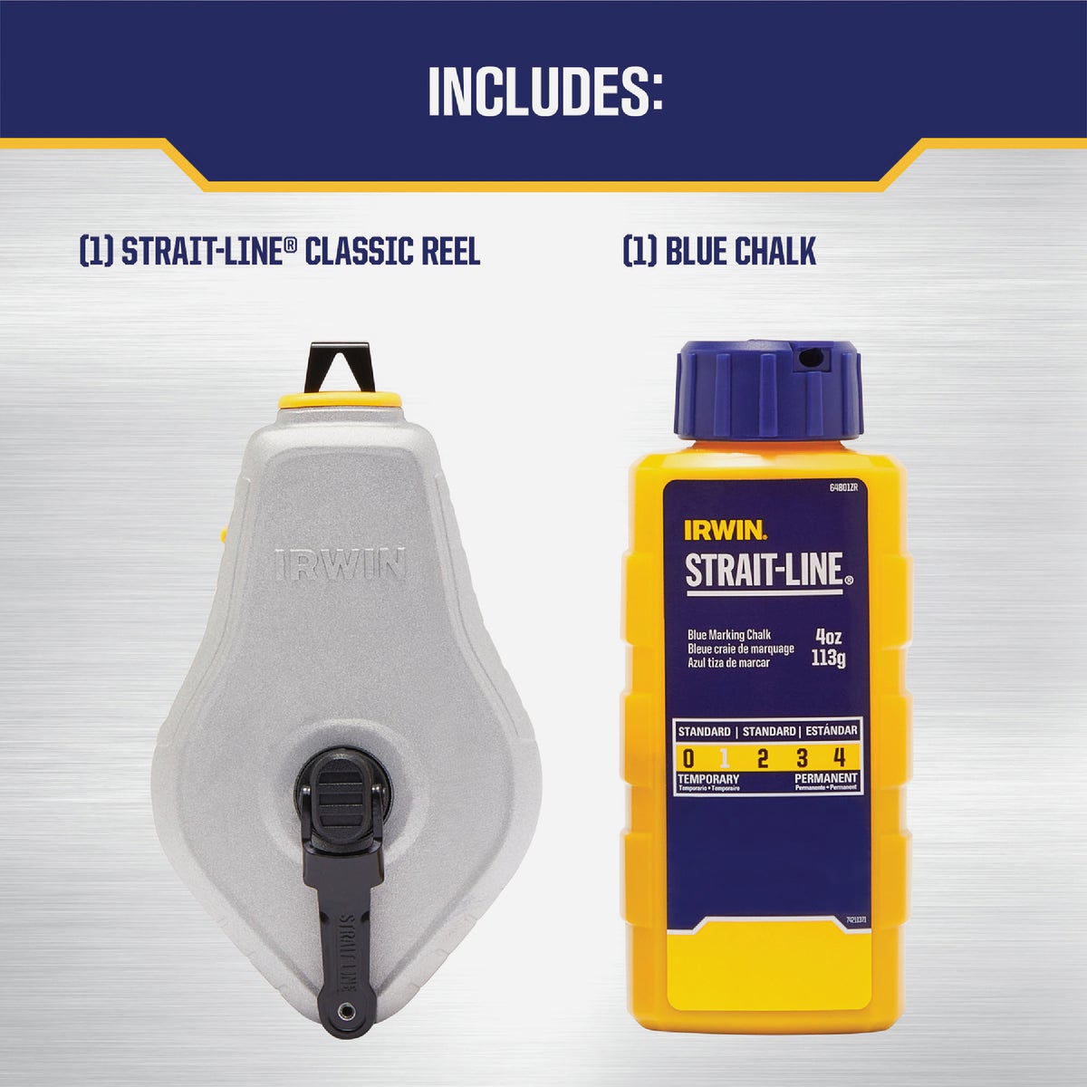 Irwin STRAIT-LINE 100 Ft. Classic Chalk Line Reel and Chalk, Blue Image 2