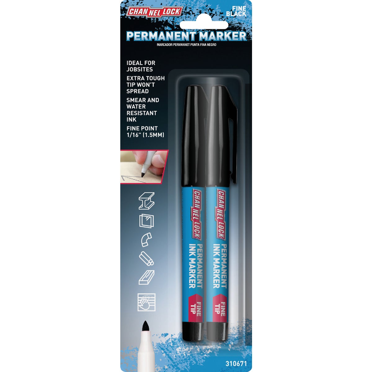 Channellock Fine Tip Black Ink Marker (2-Pack)