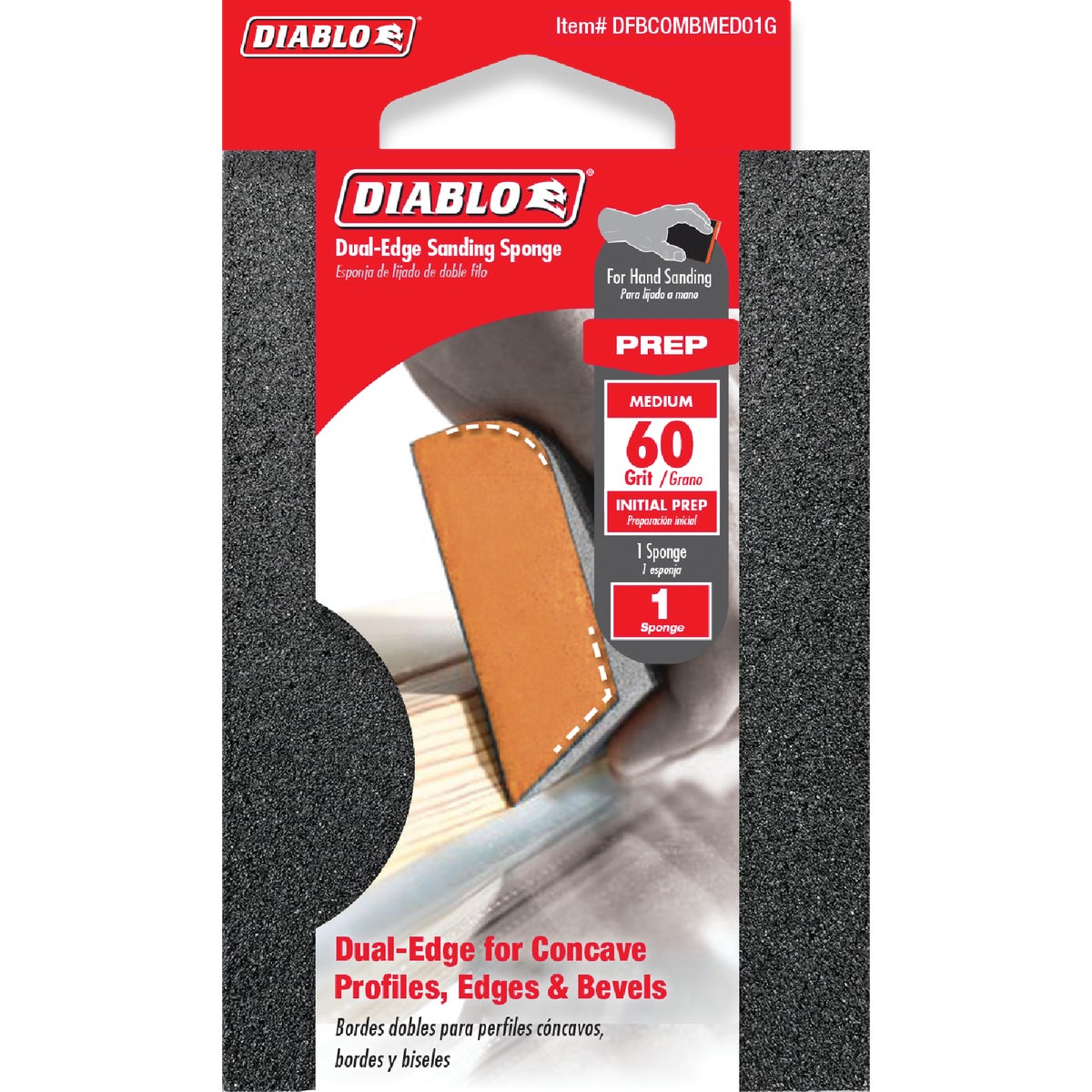 Diablo 2-1/2 In. x 4 In. x 1 In. 60 Grit (Medium) Dual-Edge Sanding Sponge Image 2