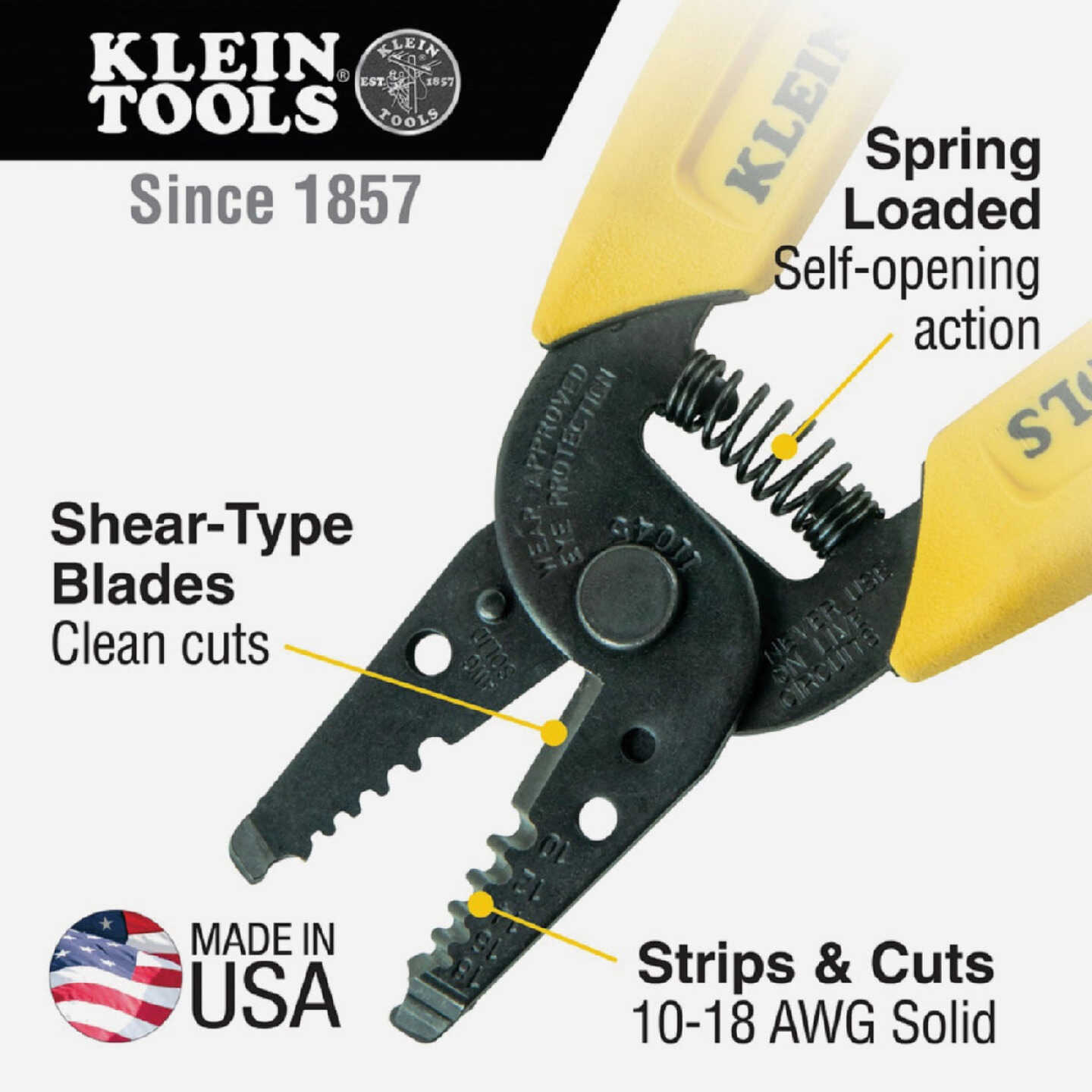 Klein 6 In. 10 AWG to 18 AWG Solid Wire Stripper Image 6