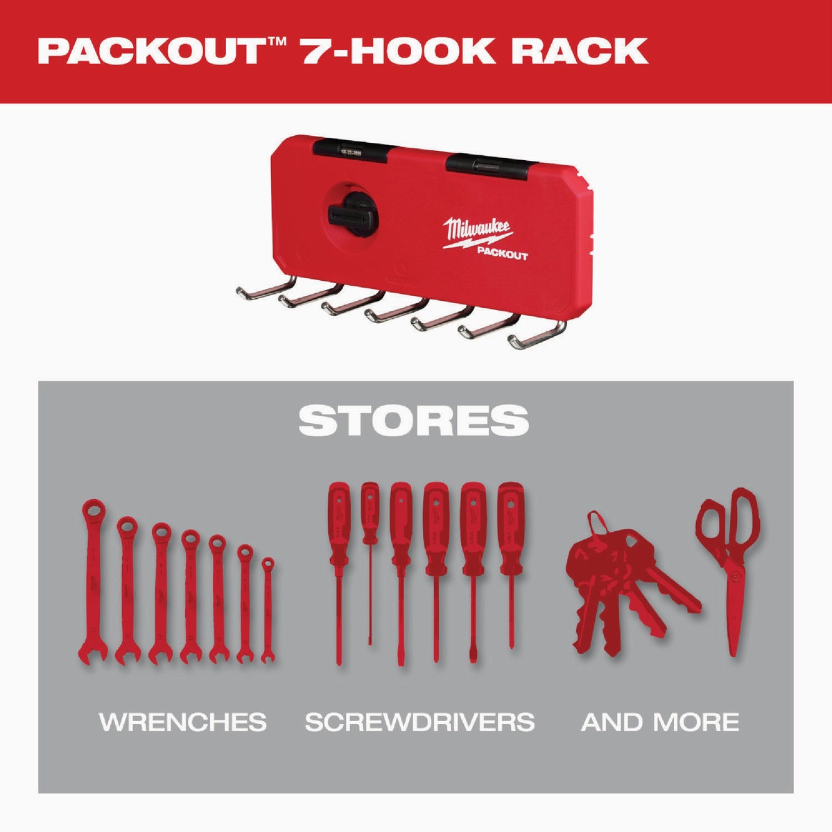 Milwaukee PACKOUT 7-Hook Rack Image 2