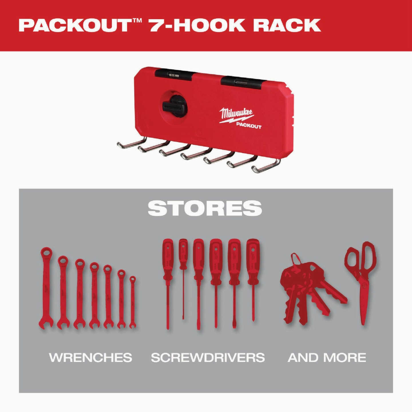 Milwaukee PACKOUT 7-Hook Rack Image 2