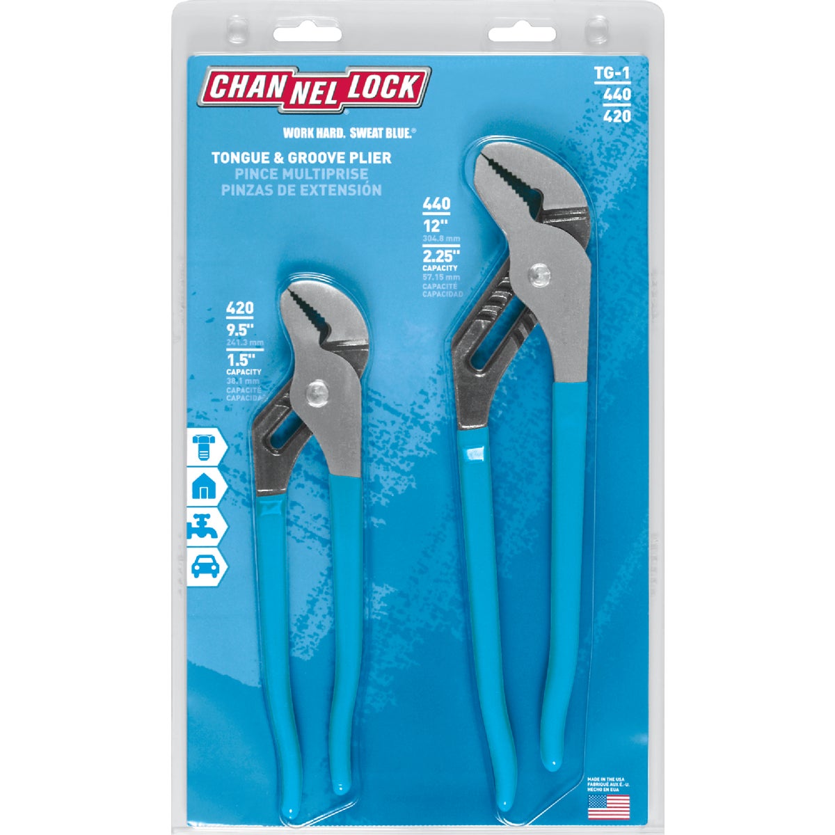 Channellock 9-1/2 In. and 12 In. Groove Joint Plier Set (2-Piece) Image 2
